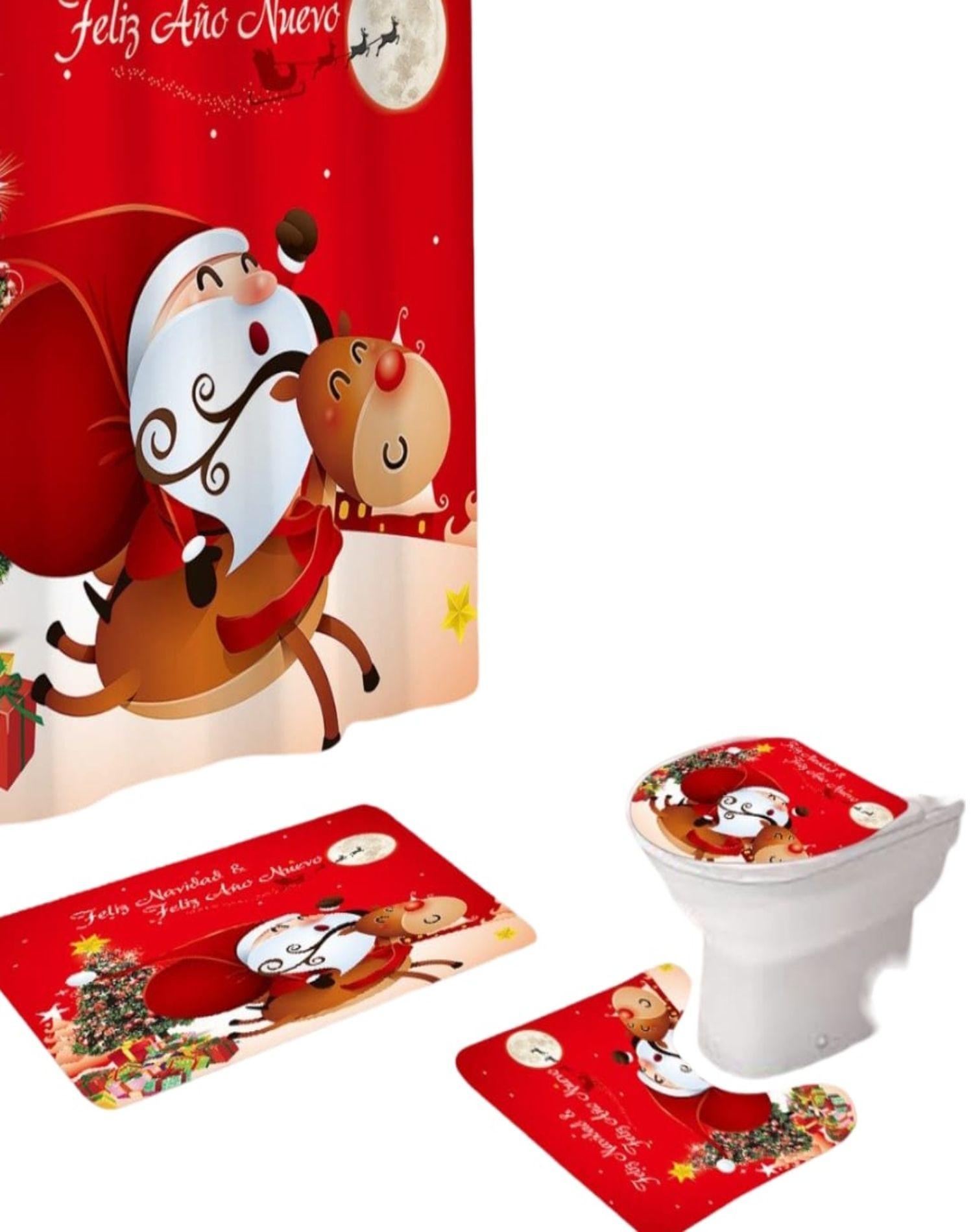 Set Navidad 4 Piezas Decoración Baño Festiva 29o1-1