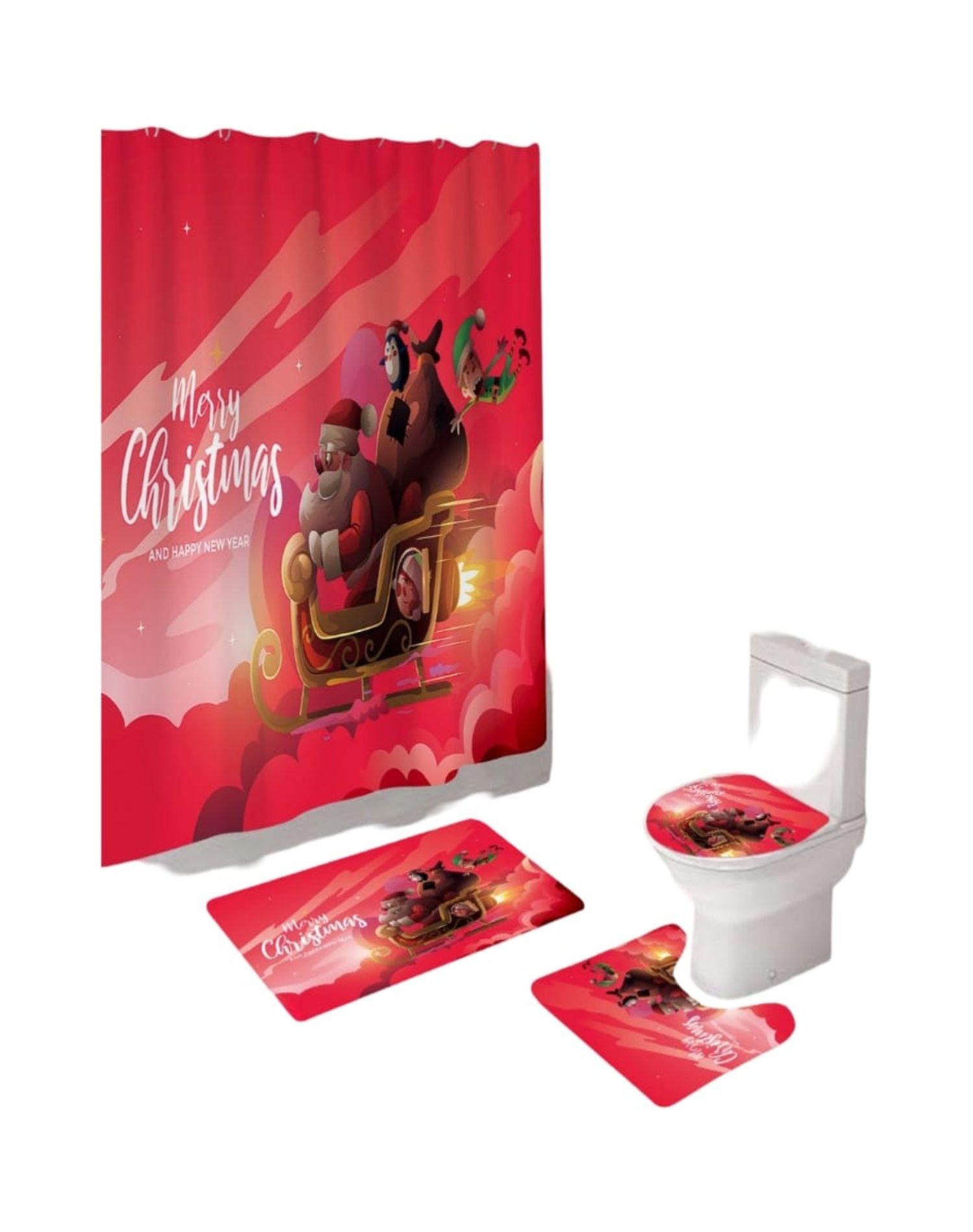 Set Navidad 4 Piezas Decoración Baño Festiva 29o1-0