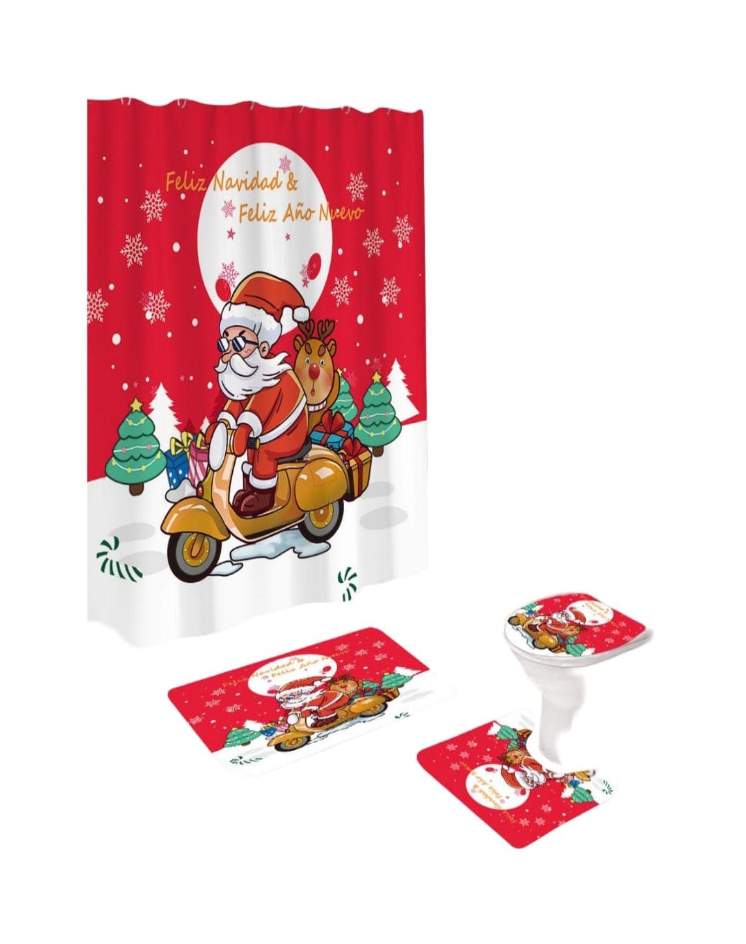 Set Navidad 4 Piezas Decoración Baño Festiva 29o1-0