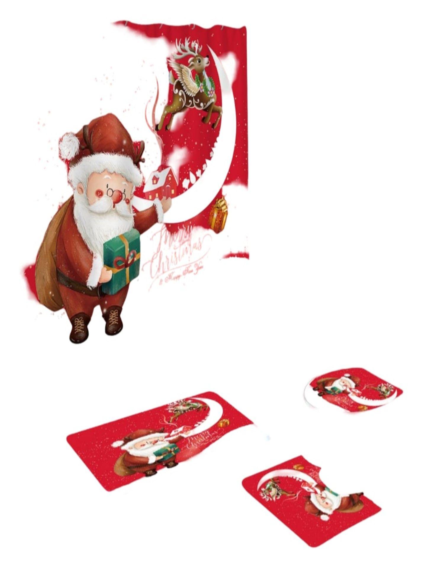 Set Navidad 4 Piezas Decoración Baño Festiva 29o1-0
