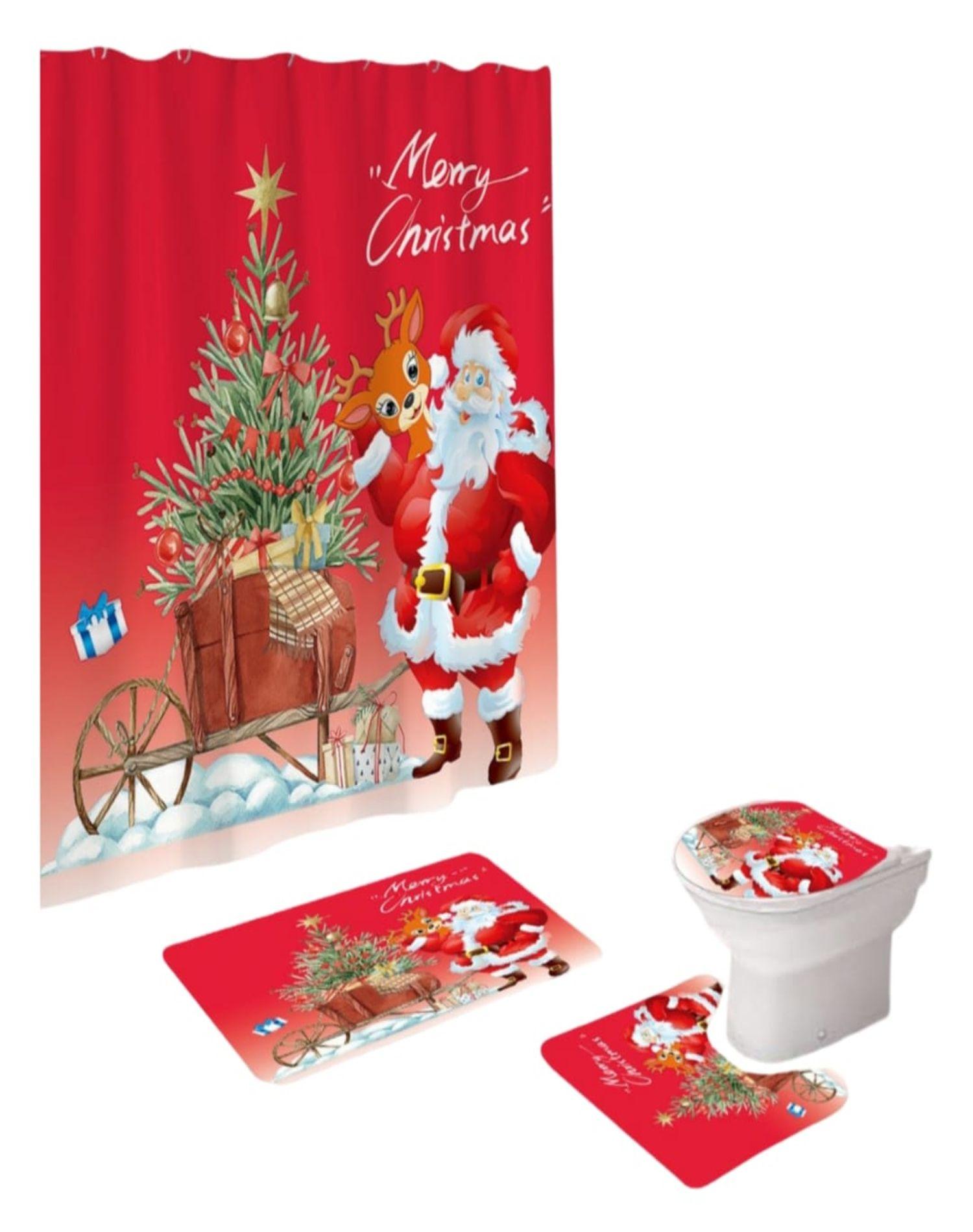 Set Navidad 4 Piezas Decoración Baño Festiva 29o1-0