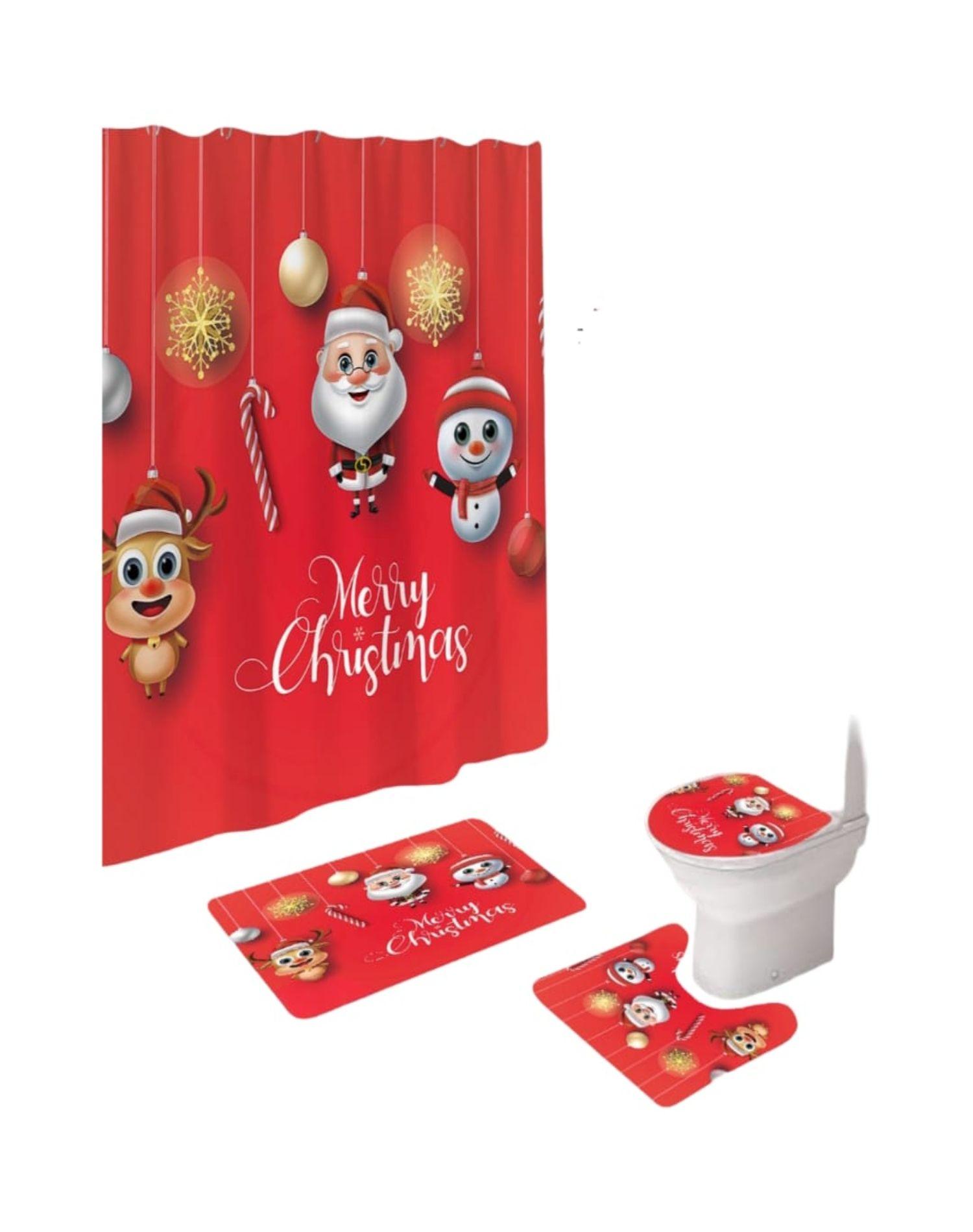 Set Navidad 4 Piezas Decoración Baño Festiva 29o1-0