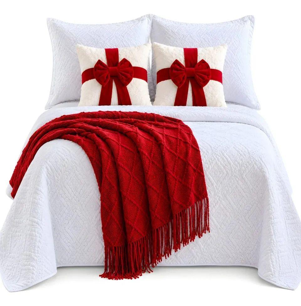 Set de Cama Navideño con Cubrecamas y 2 Fundas de Cojin 1.5 Plaza m1-2