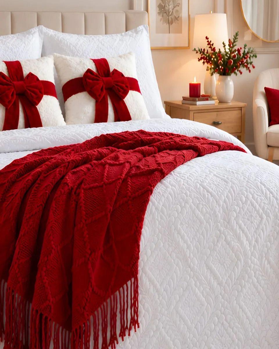 Set de Cama Navideño con Cubrecamas y 2 Fundas de Cojin 1.5 Plaza m1-6