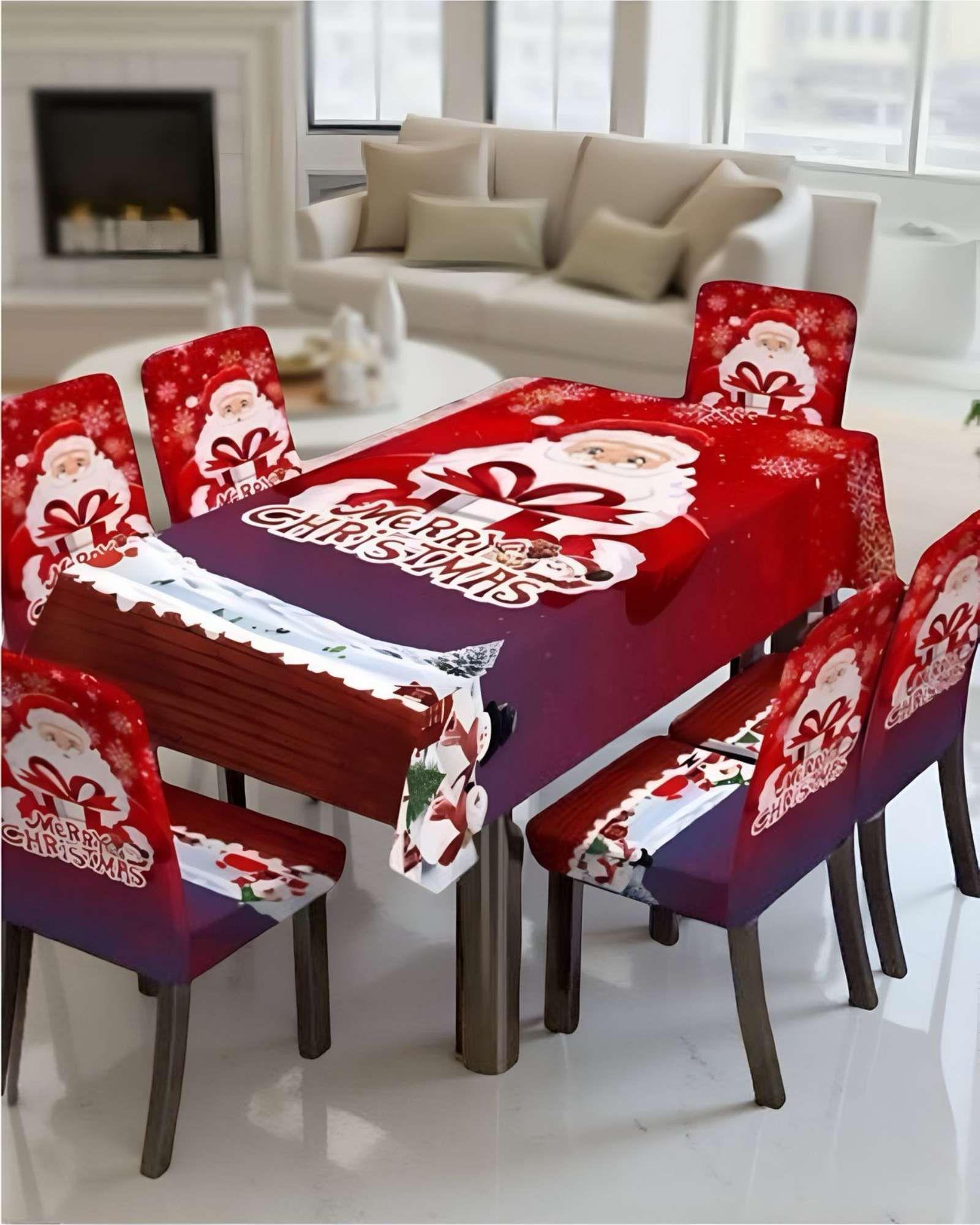 SET de Mantel mas 6 Fundas de Sillas Navidad  03-2