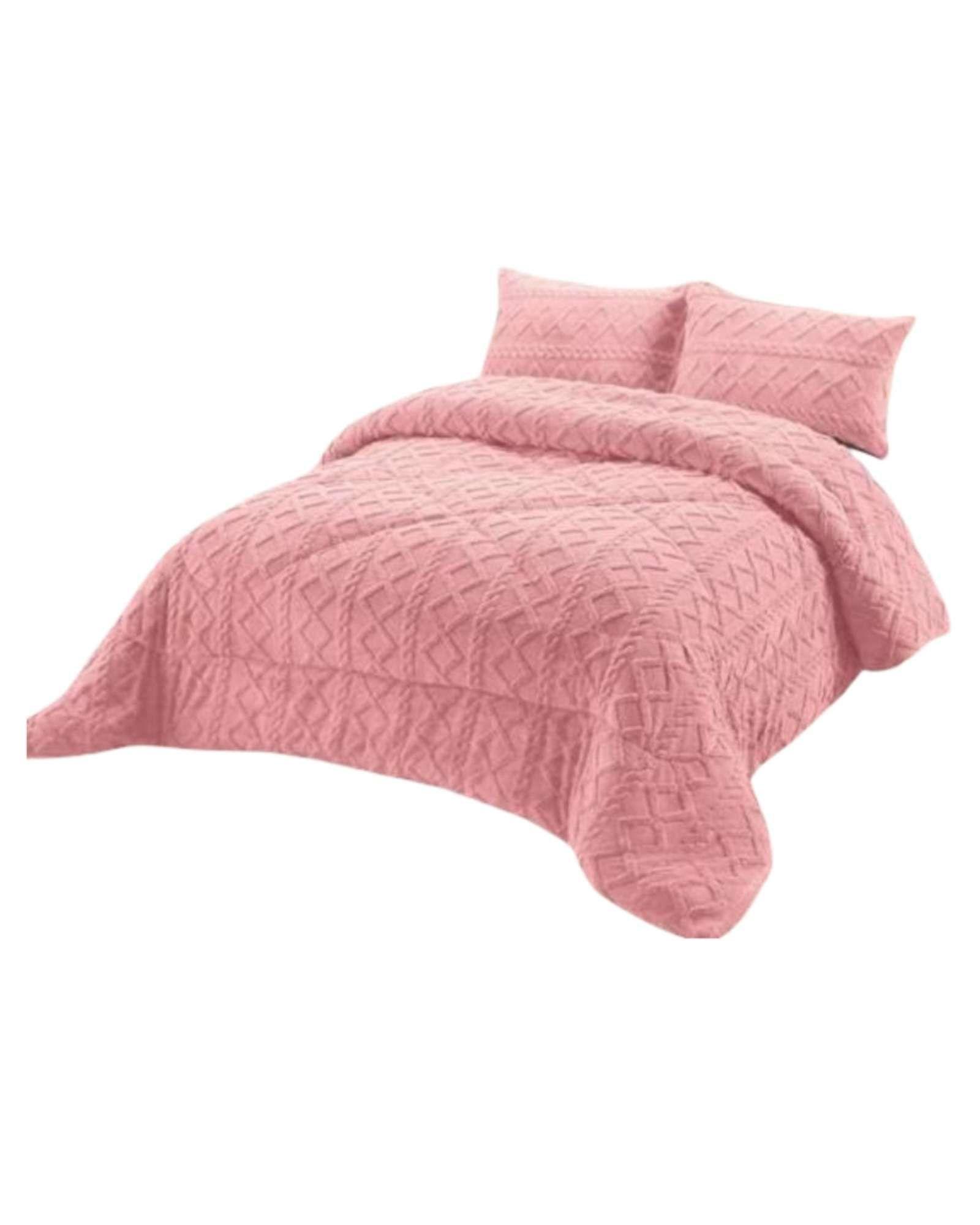 Plumón Térmico Trenzas de Terciopelo king rosa-2