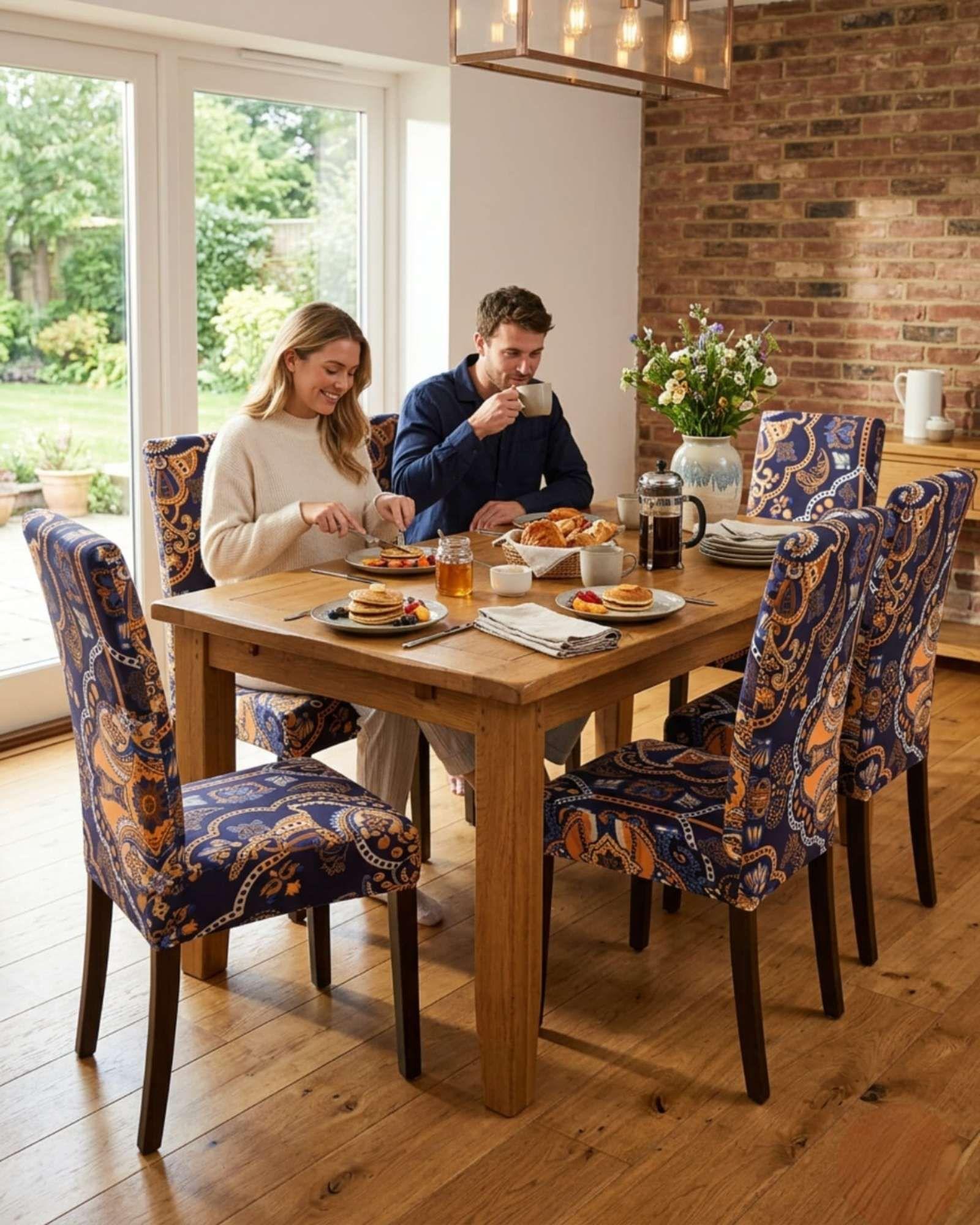 JUEGOS DE 6 FUNDAS PARA SILLAS  CON DISEÑO ELASTICO M8-2