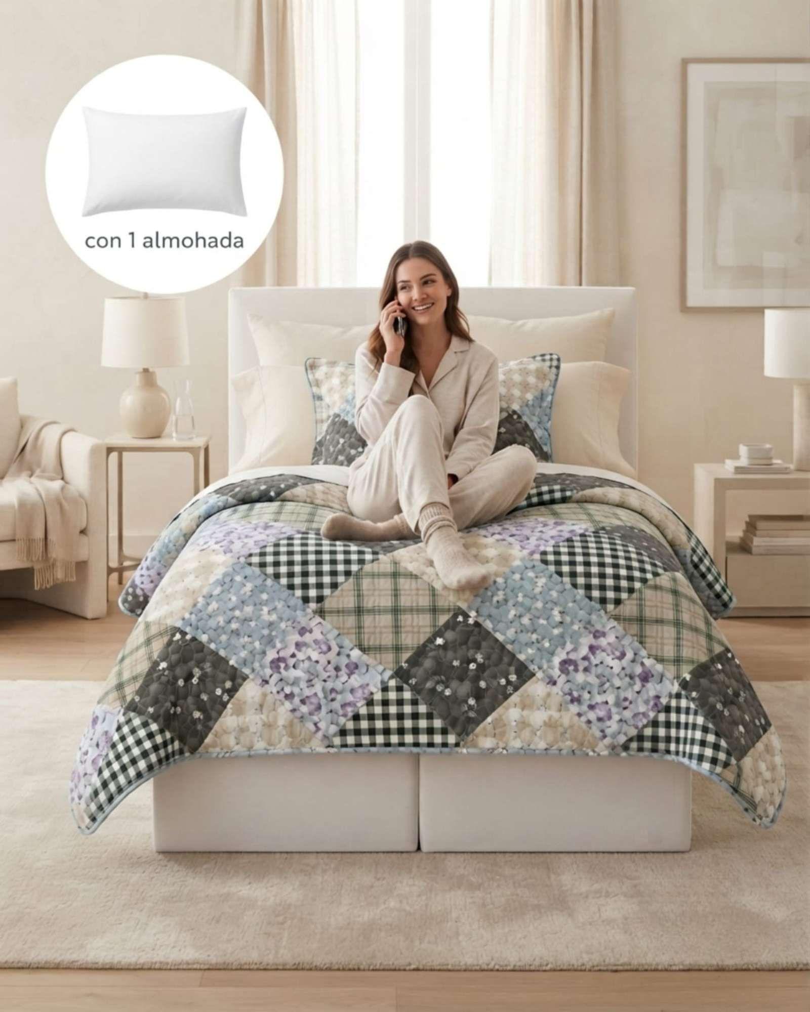 Set Cubrecama de Verano Plaza y Media 180x230 cm mas 1 Almohada-2
