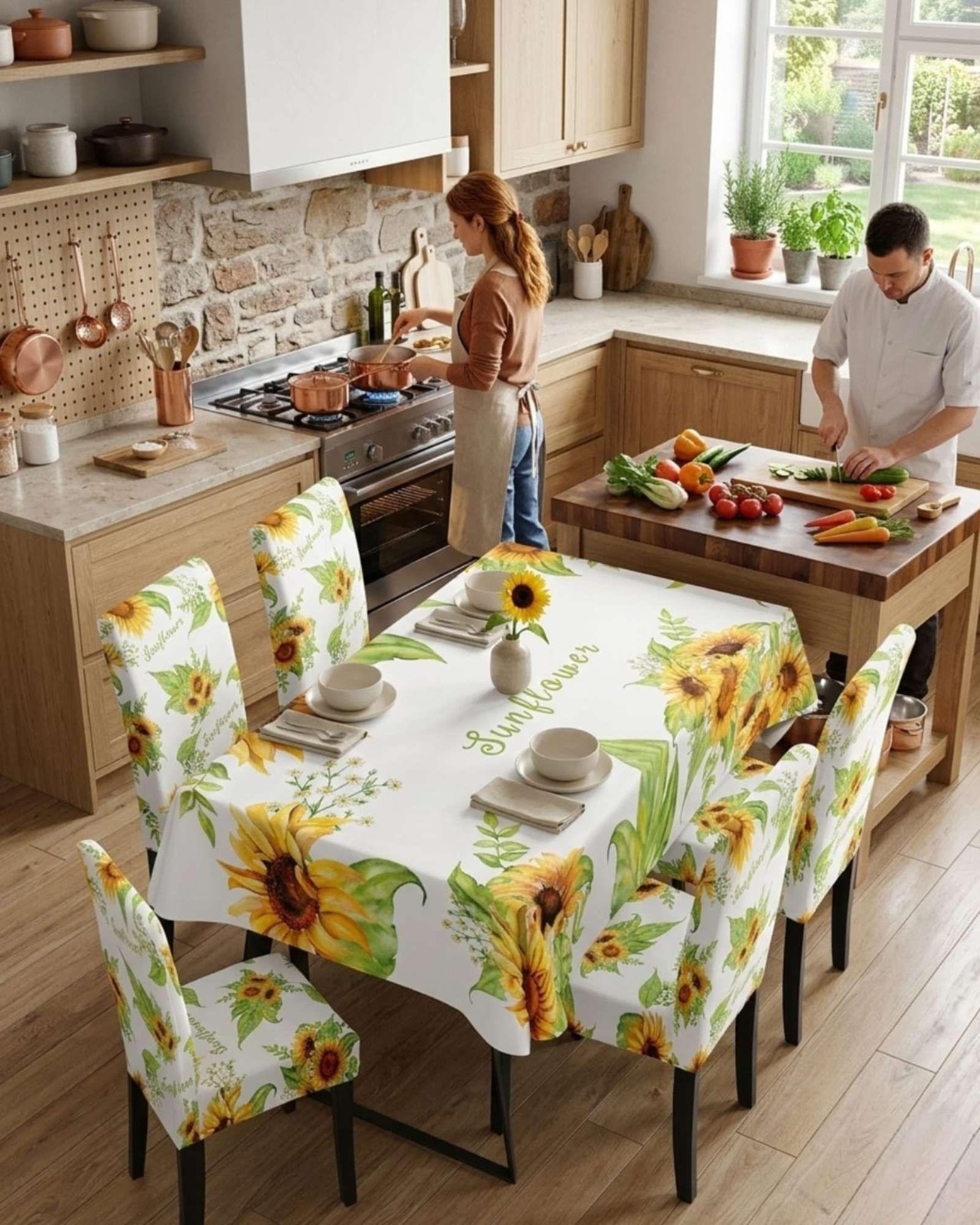 Juego De Mantel Antimanchas 140x220 + 6 Fundas De Silla 01-2