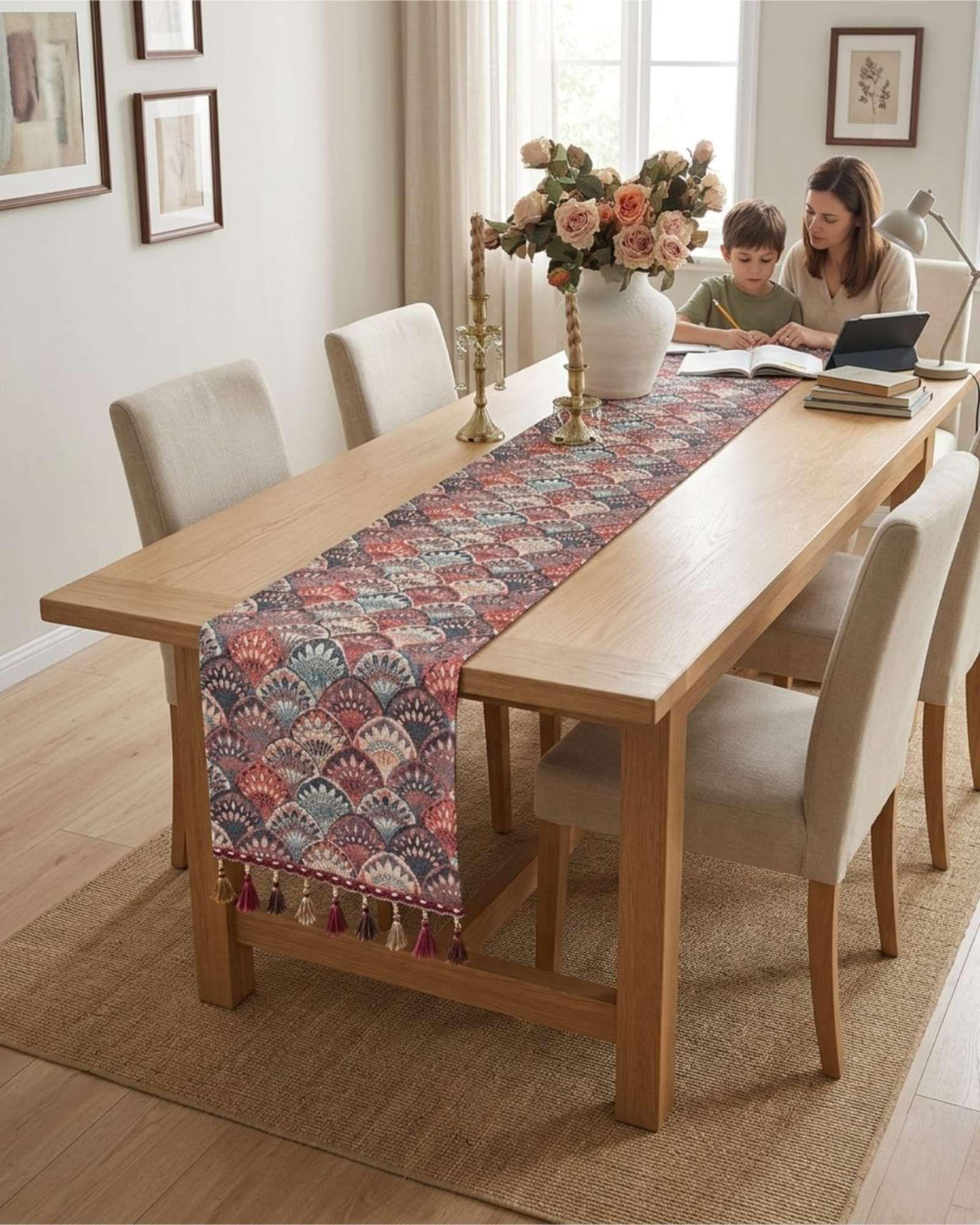 Camino de Mesa Decorativo Diseño Flores 33x180 cm 06-1