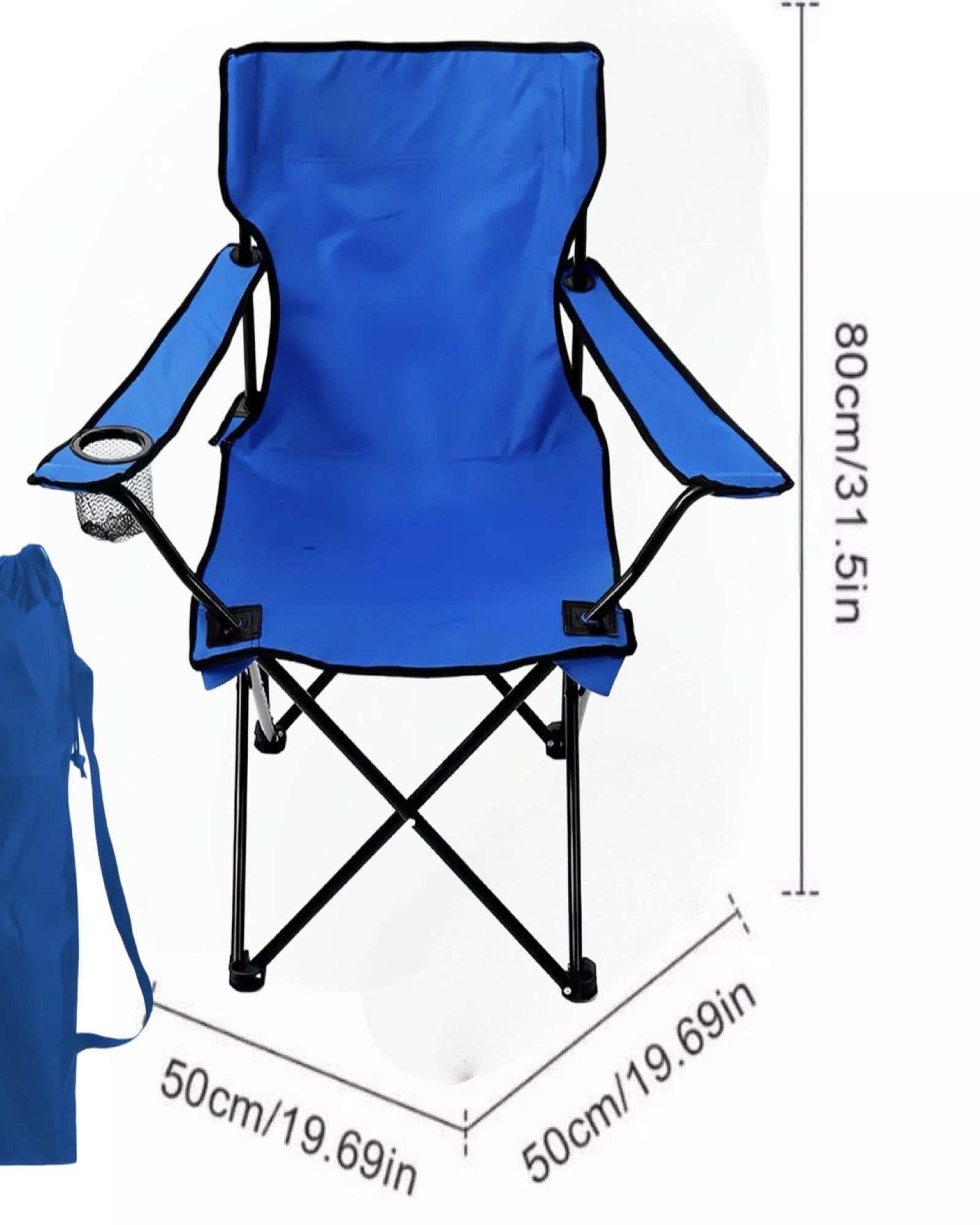 Sillas De Playa o Camping Plegable con Porta Vaso Azul-2