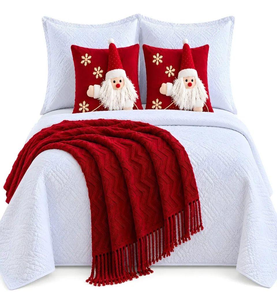 Set de Cama Navideño con Cubrecamas y 2 Fundas de Cojin 1.5 Plaza m5-2
