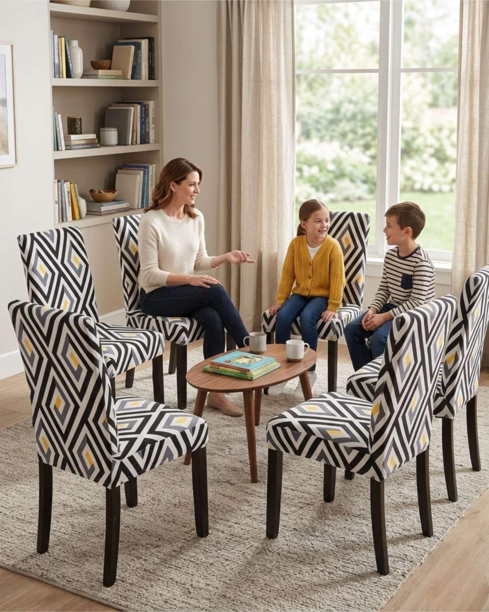 JUEGOS DE 6 FUNDAS PARA SILLAS  CON DISEÑO ELASTICO M6-2