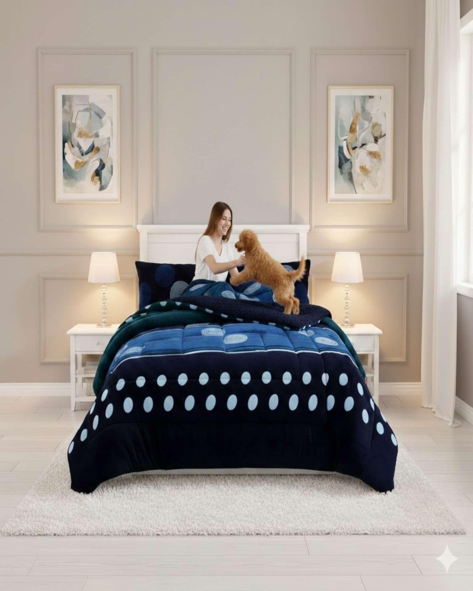 Cubrecama Plush con  Chiporro 2 Plazas azul-4