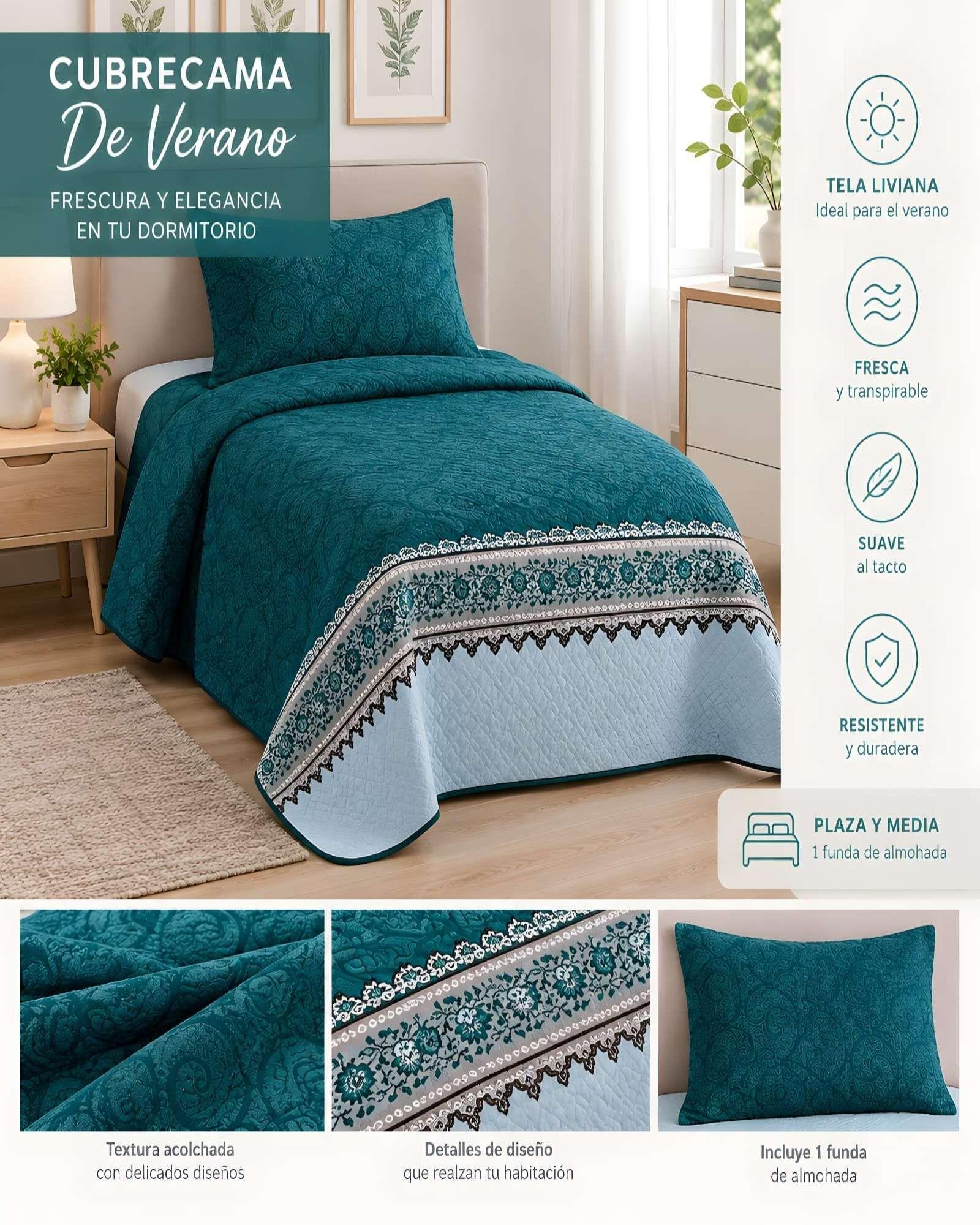 Cubrecamas Quilt De Verano Plaza Y Media Mas Almohada m15-4