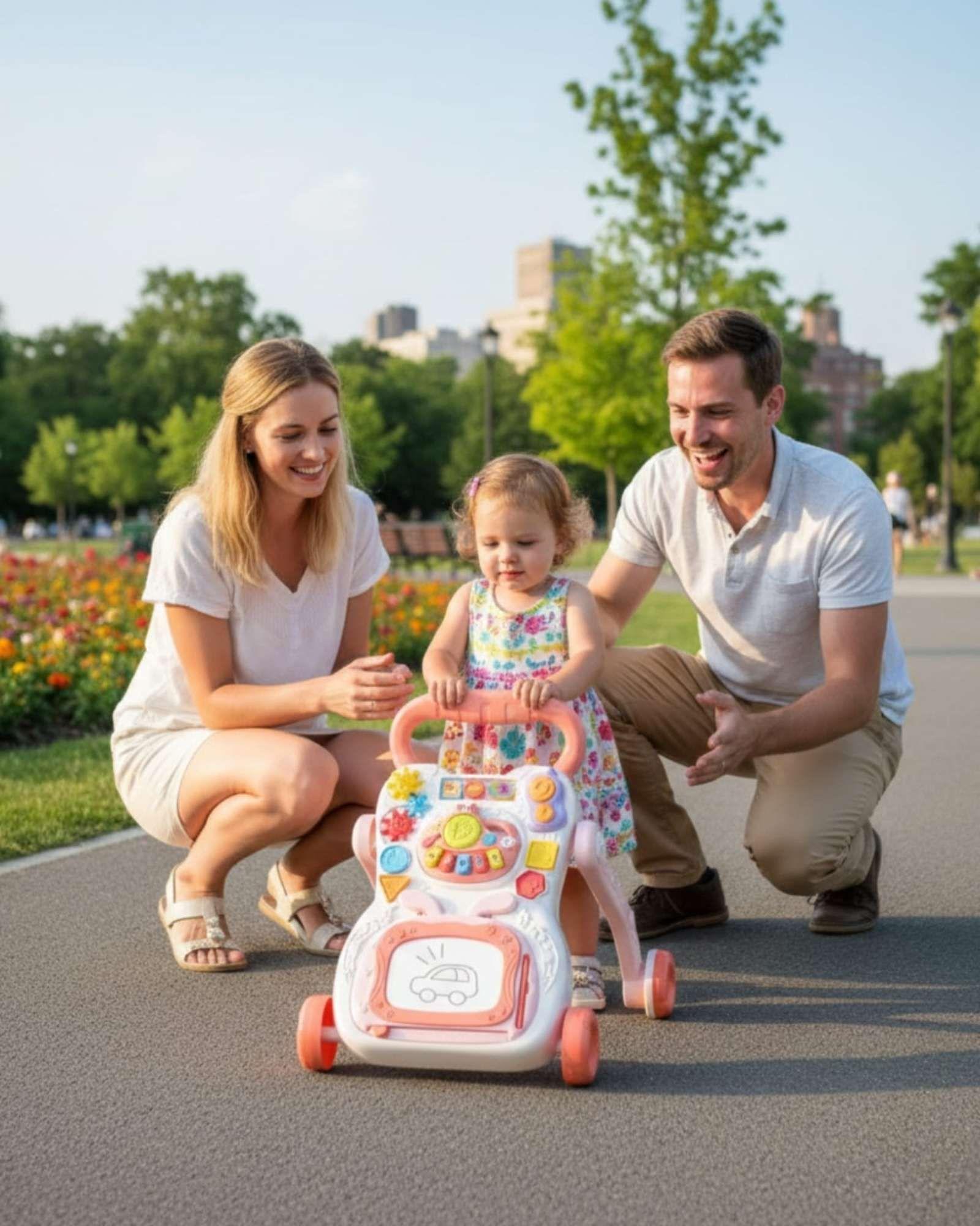 Caminador andador musical interactivo para bebes rosado-4