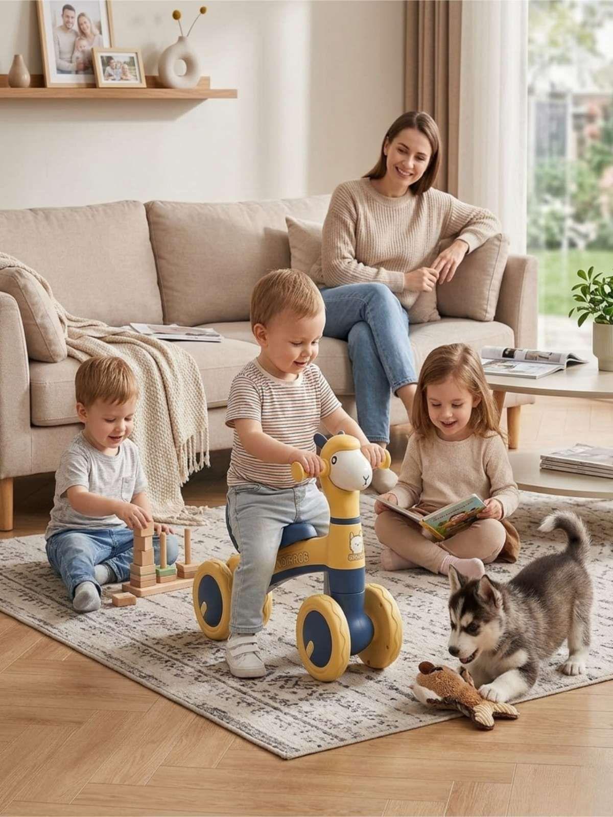 Bicicleta de Equilibrio para Bebés con Ruedas Antideslizantes azul-3