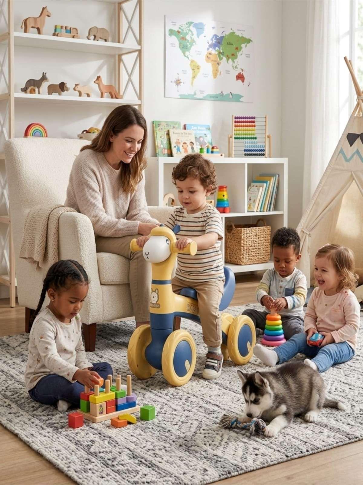 Bicicleta de Equilibrio para Bebés con Ruedas Antideslizantes azul-4