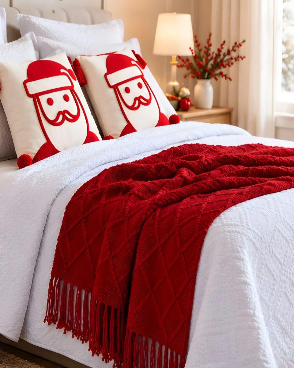 Set de Cama Navideño con Cubrecamas y 2 Fundas de Cojin King m6-1