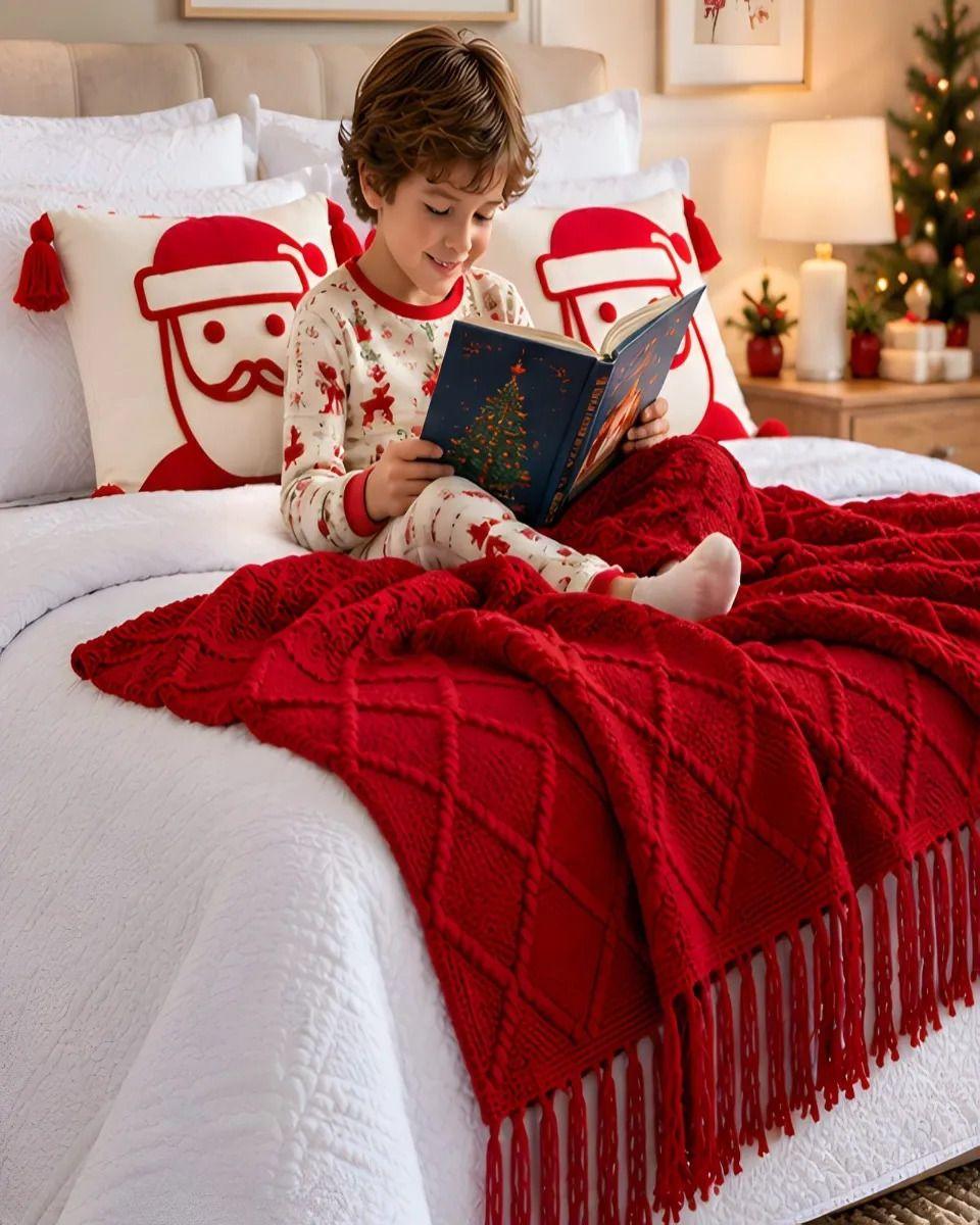 Set de Cama Navideño con Cubrecamas y 2 Fundas de Cojin King m6-4