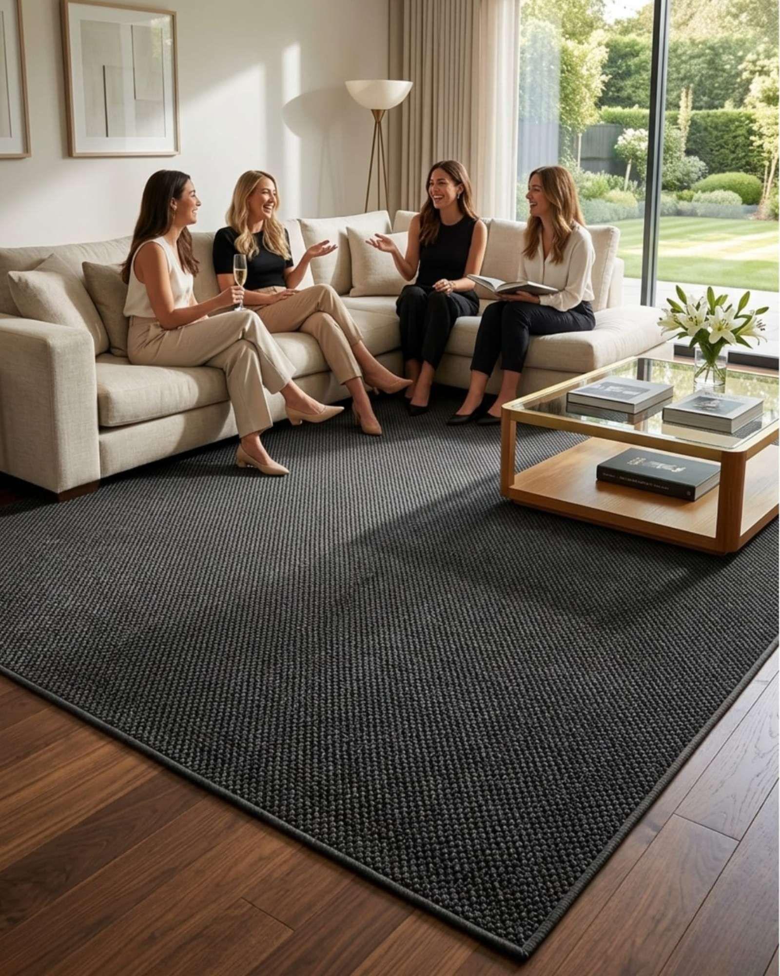 Alfombra Resistente Tejida cuadrada modelo Piña 200X240 negro-3