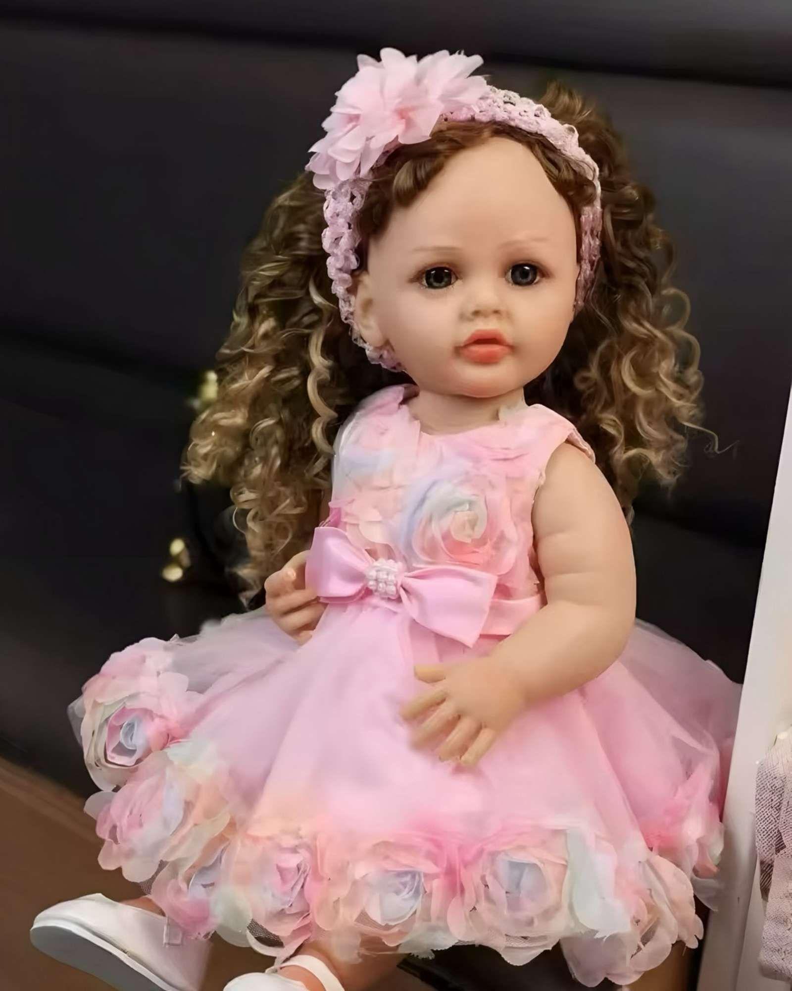 MUÑECA BEBÉ REALISTA DE 55 CM 100% SILICON CON VESTIDO W3-2
