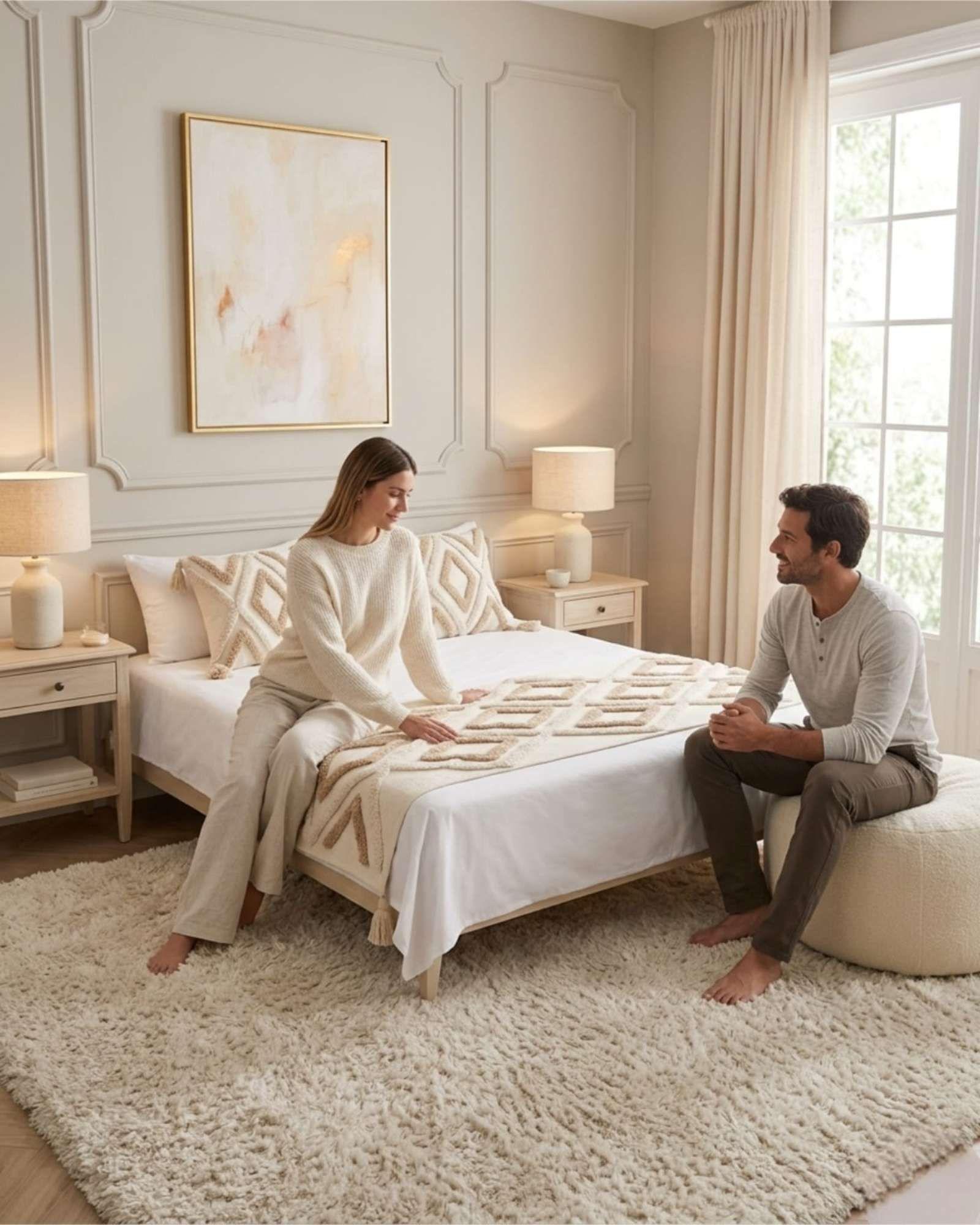 Piecera De Cama Boho Con Dos Fundas Cojin Bordado PF1-3