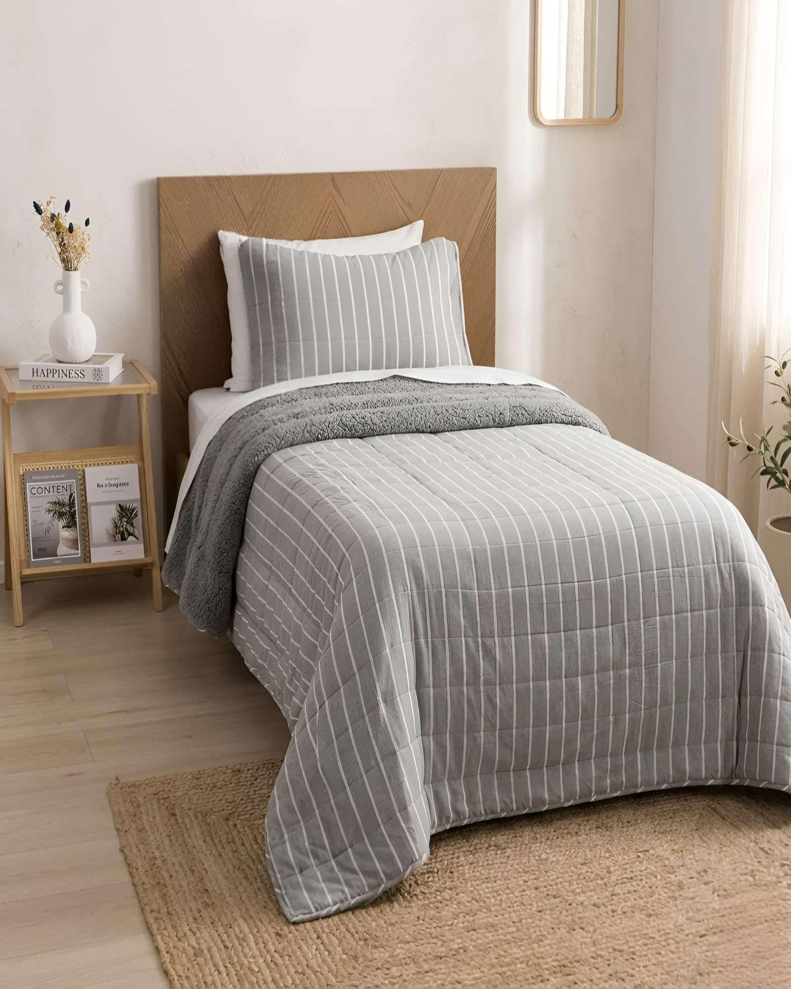 Plumon Quilt Plaza Y Media Con Sherpa Palma Cationic Suave m3-2