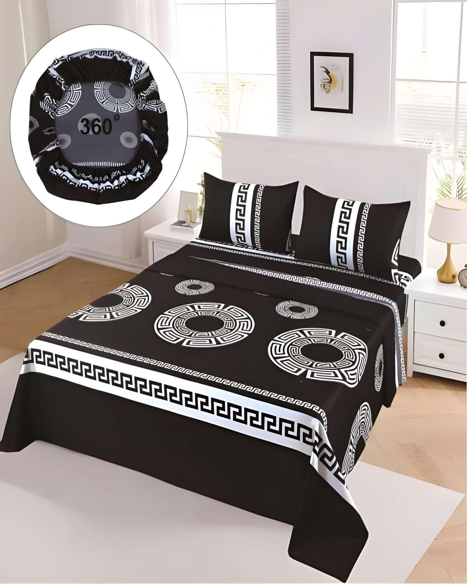 SET DE SABANAS DISEÑO ESTAMPADO 2 PLAZAS NEGRO2-2