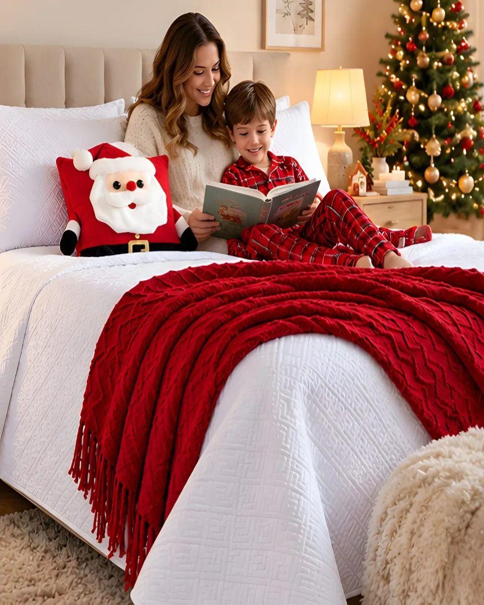 Set de Cama Navideño con Cubrecamas y 2 Fundas de Cojin 1.5 Plaza m29-5