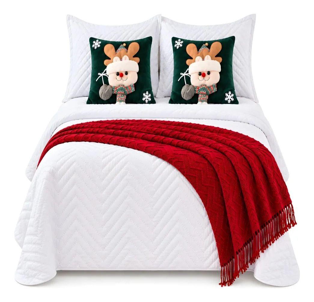 Set de Cama Navideño con Cubrecamas y 2 Fundas de Cojin King m21-2