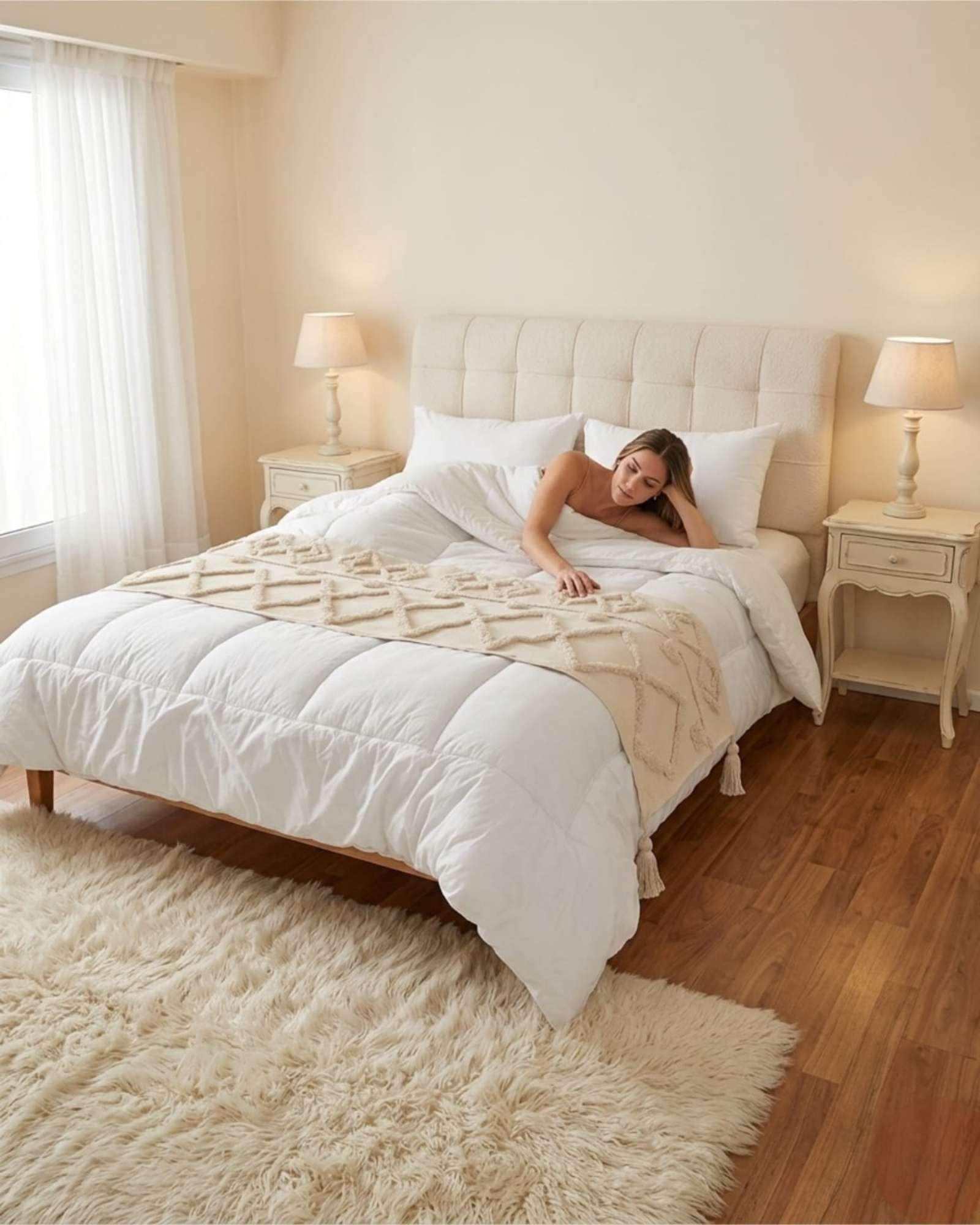 Piecera De Cama Boho Con Dos Fundas Cojin Bordado PF8-3