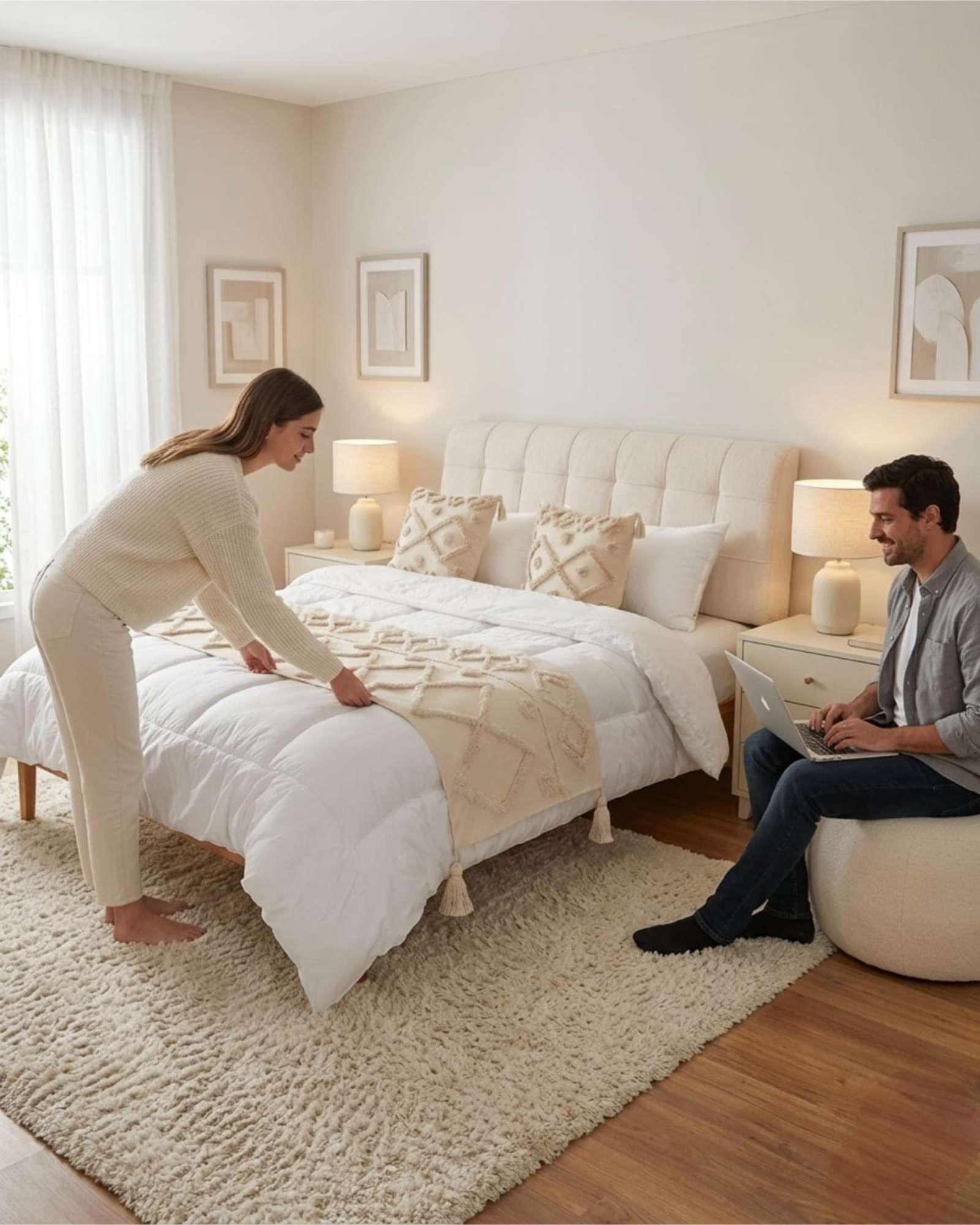 Piecera De Cama Boho Con Dos Fundas Cojin Bordado PF8-4