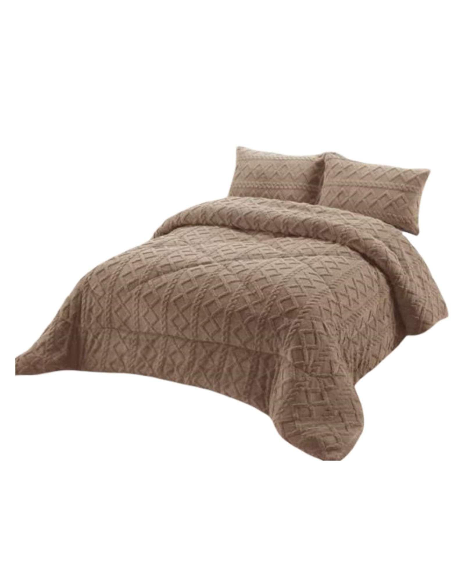 Plumón Térmico Trenzas de Terciopelo 2 plazas beige-2