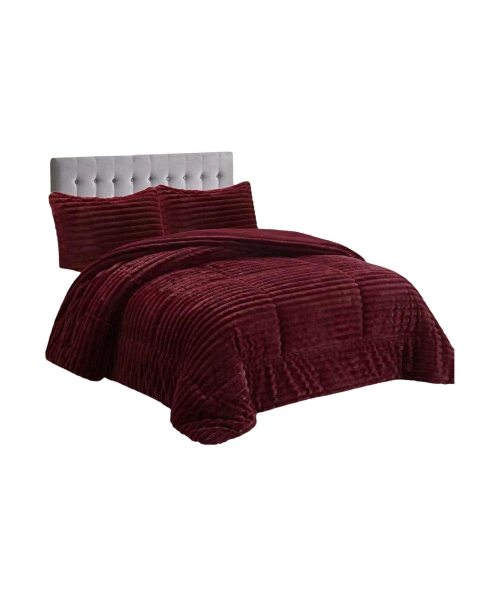 Cubrecama 2 plazas Pana de Terciopelo Premium "Dale a tu dormitorio un toque elegante" rojo-0