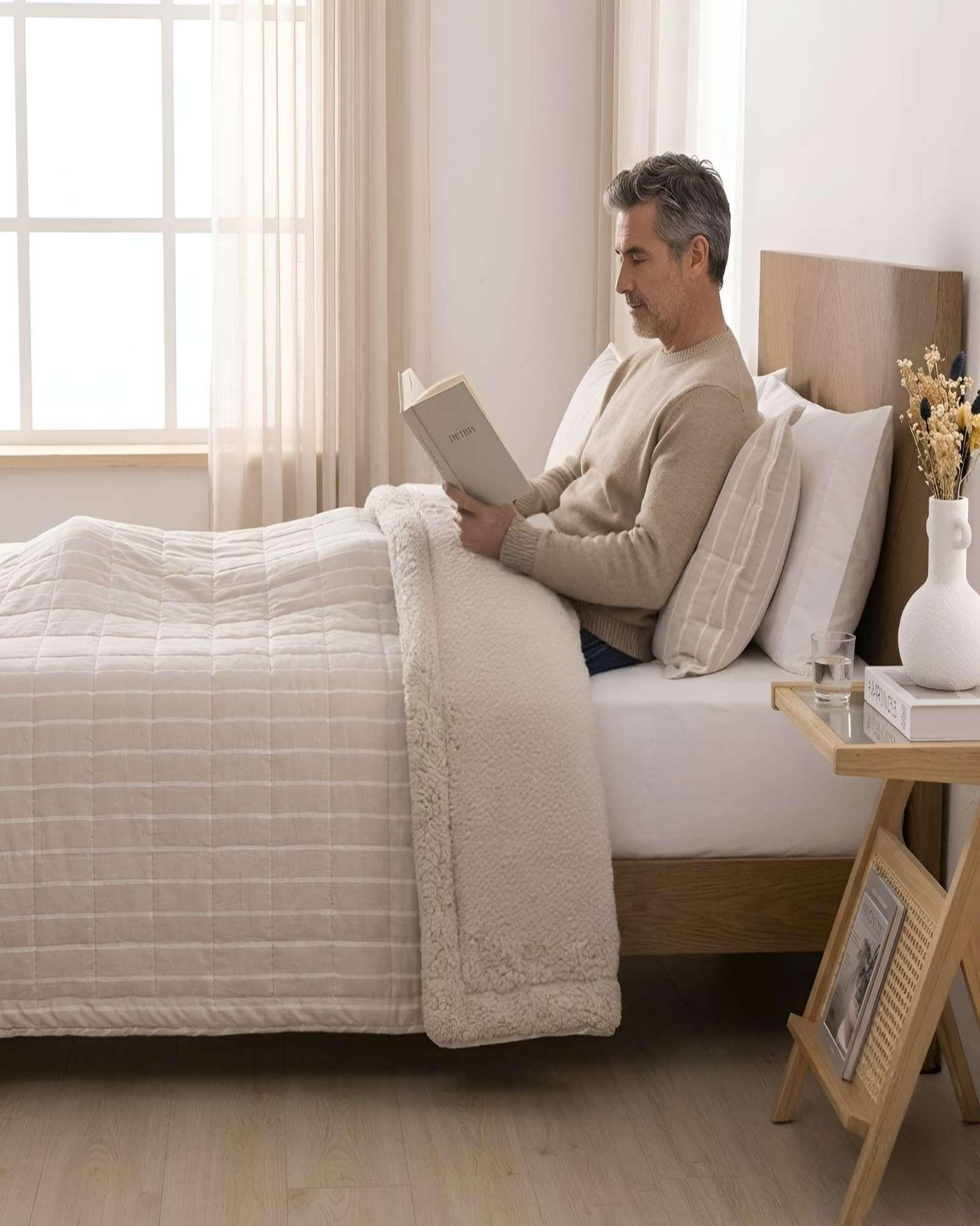 Plumon Quilt Plaza Y Media Con Sherpa Palma Cationic Suave m4-2