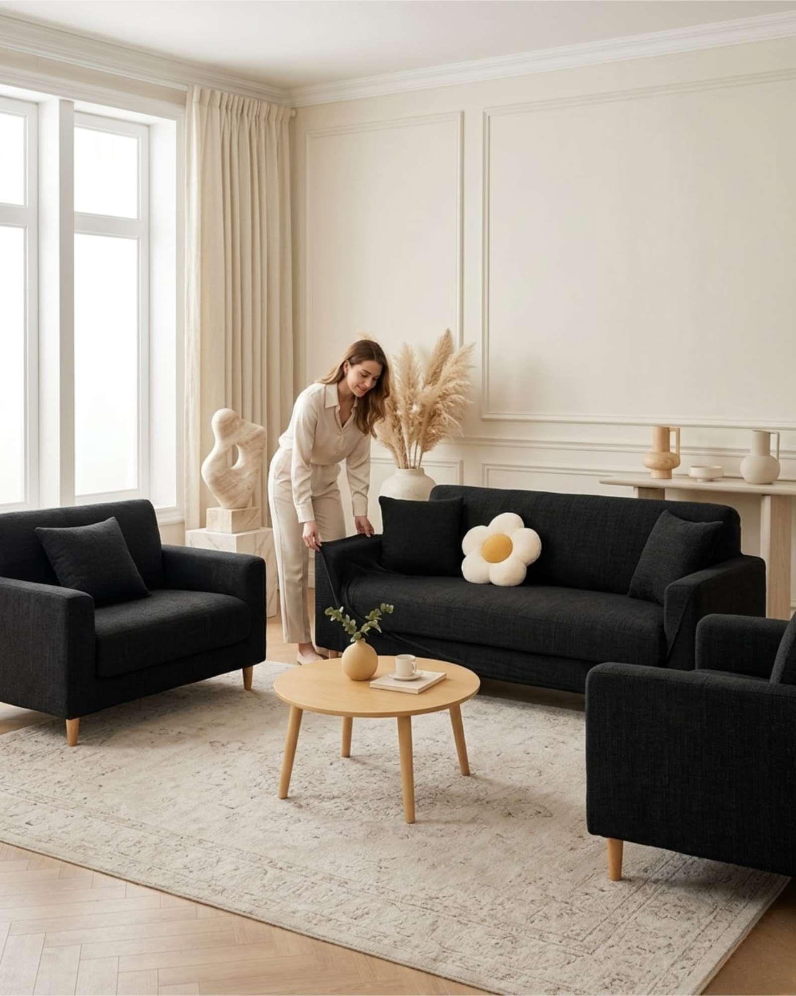 Set Cubre Sillón 3+1+1 Protector de Tela Reforzada - Lavable y Resistente 08-3