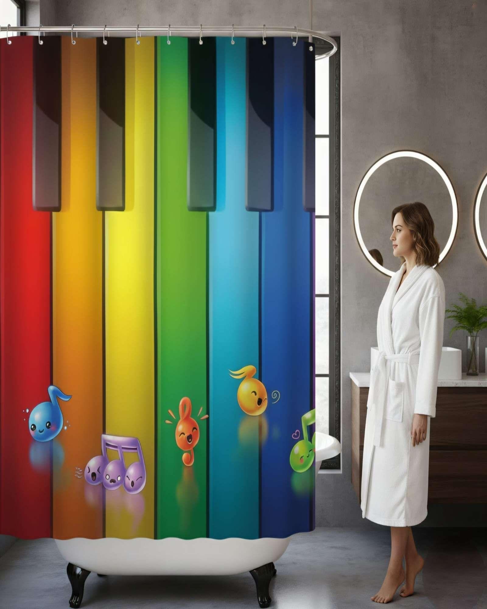 Cortina de Baño Tela Género + Forro Impermeable c17-2