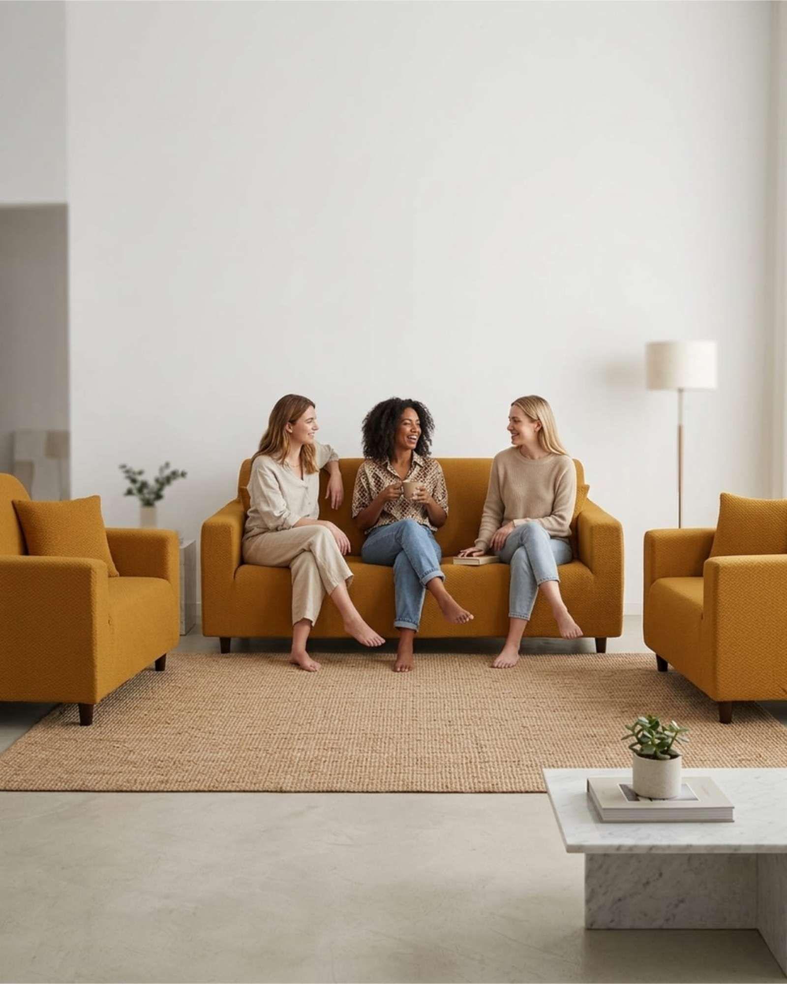 Pack Fundas Elásticas 3+1+1 para Sofá Tipo T - Tela Spandex Texturizada 04-3