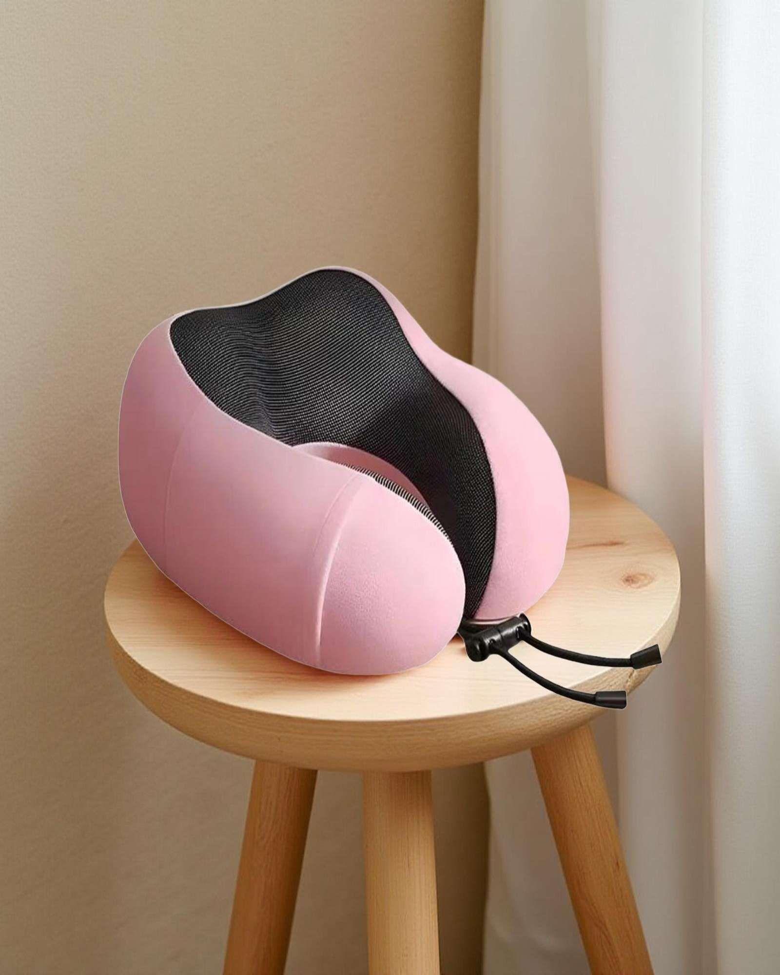 Cómoda Almohada De Cuello Viaje tela magnetica Rosa-2