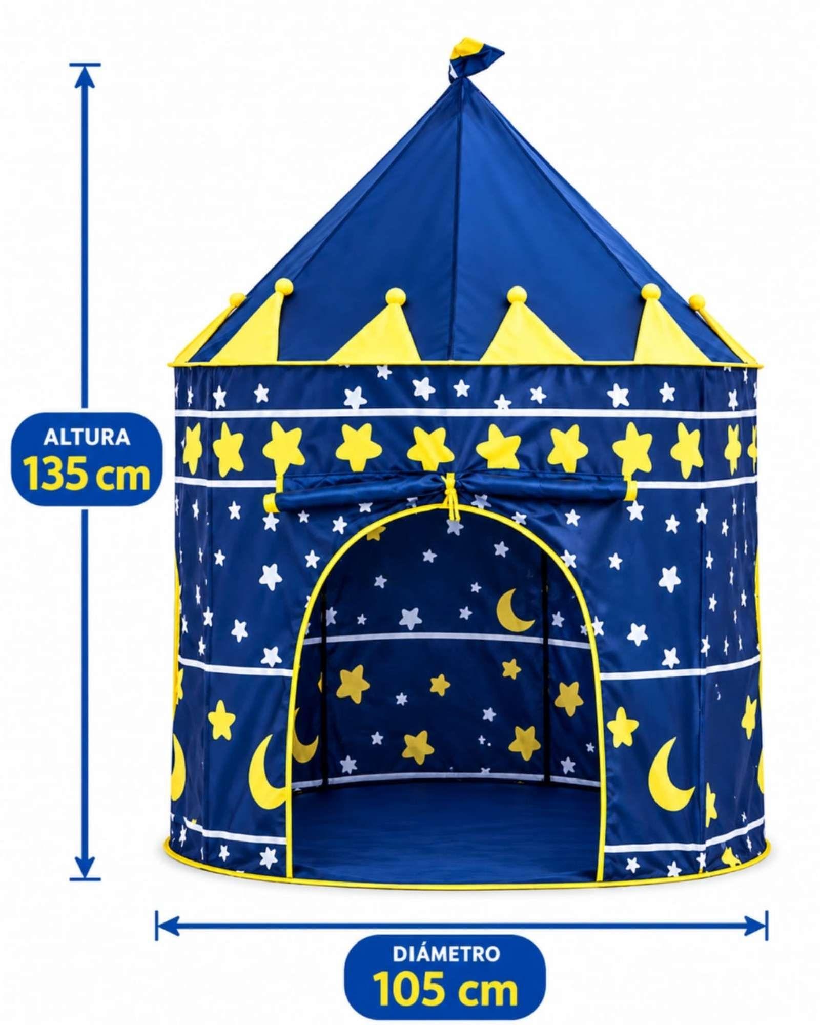 Carpa Infantil Castillo Azul con Estrellas y Lunas-4