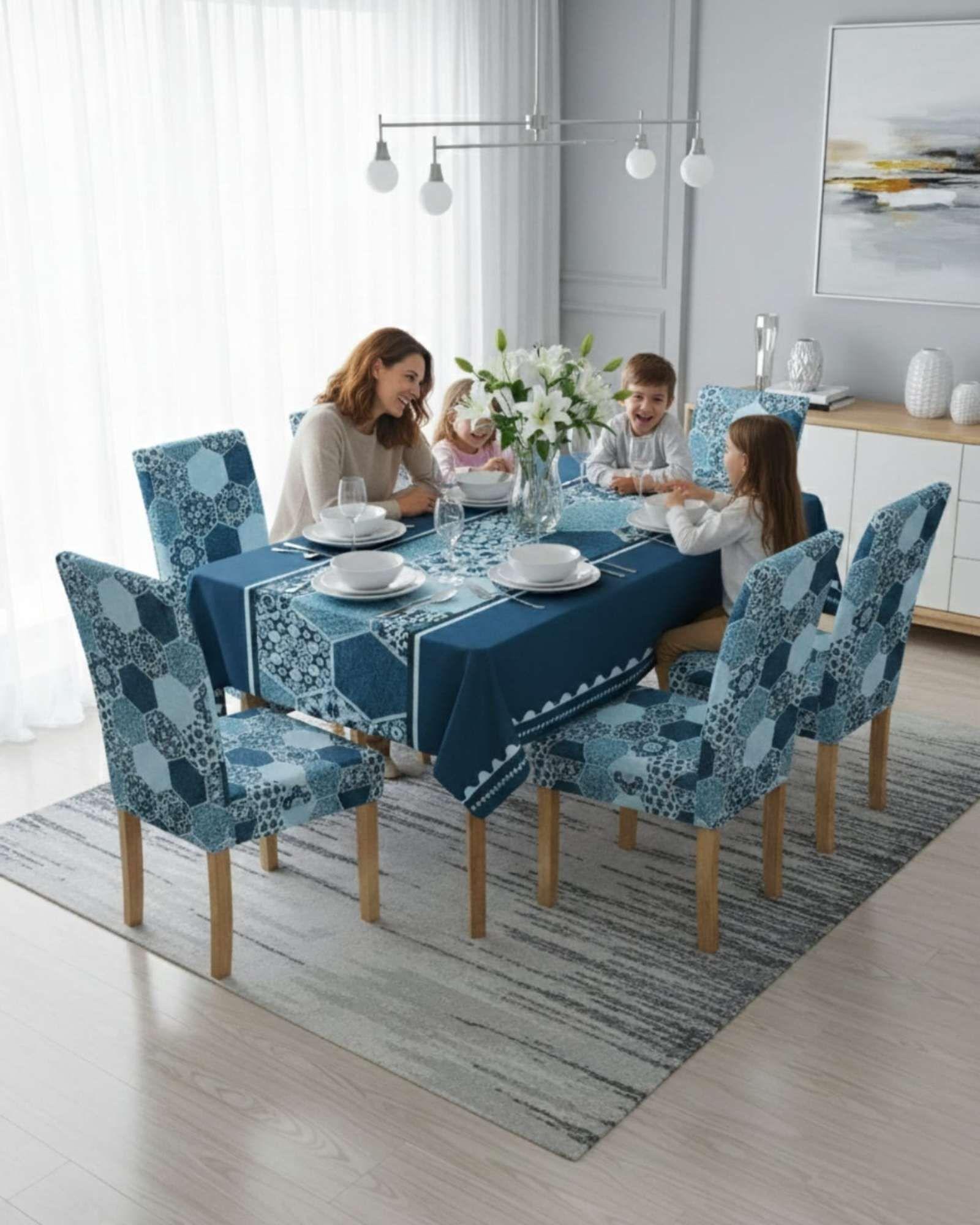 Juego De Mantel Antimanchas 140x220 + 6 Fundas De Silla 19-2