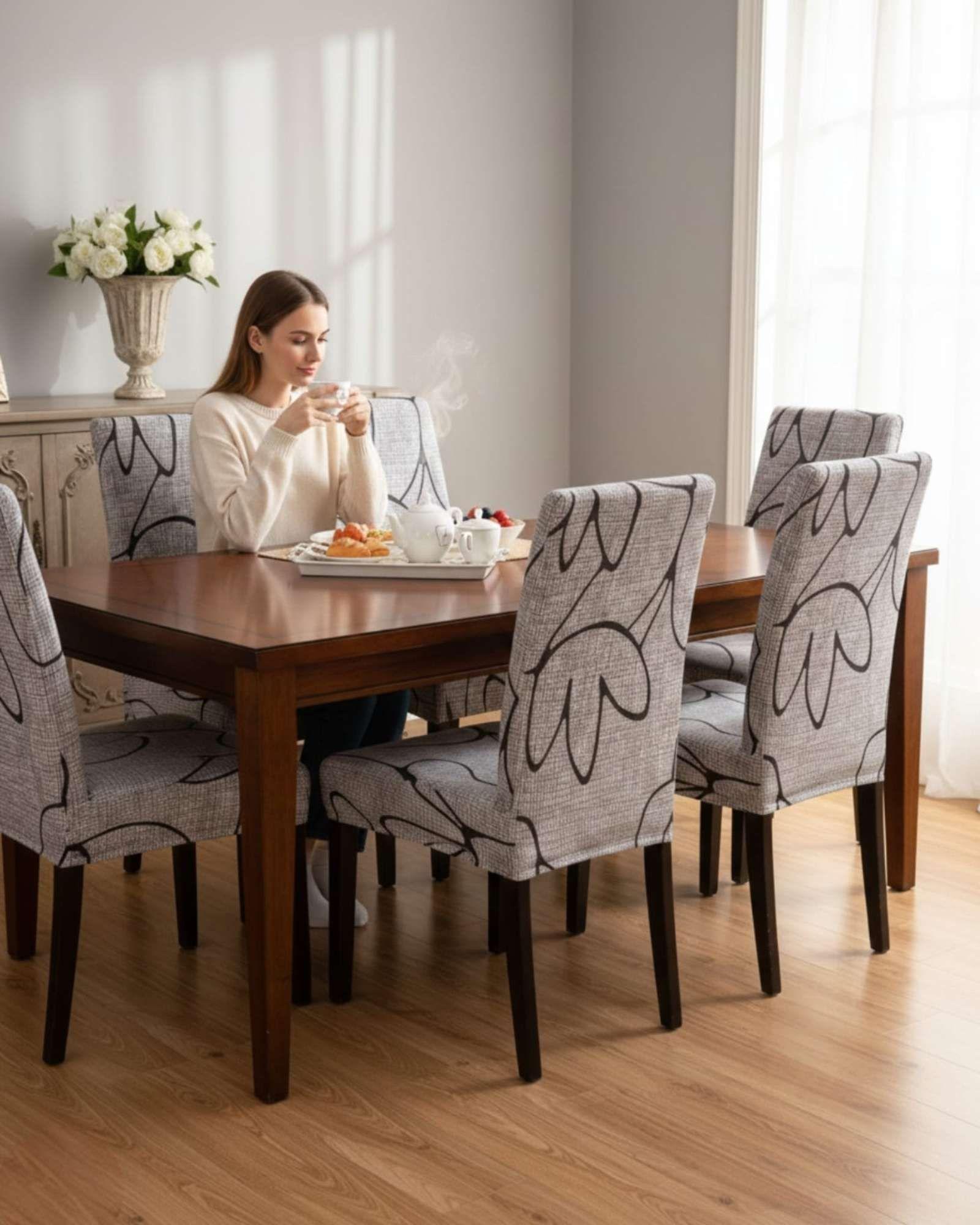 JUEGOS DE 6 FUNDAS PARA SILLAS  CON DISEÑO ELASTICO M29-4