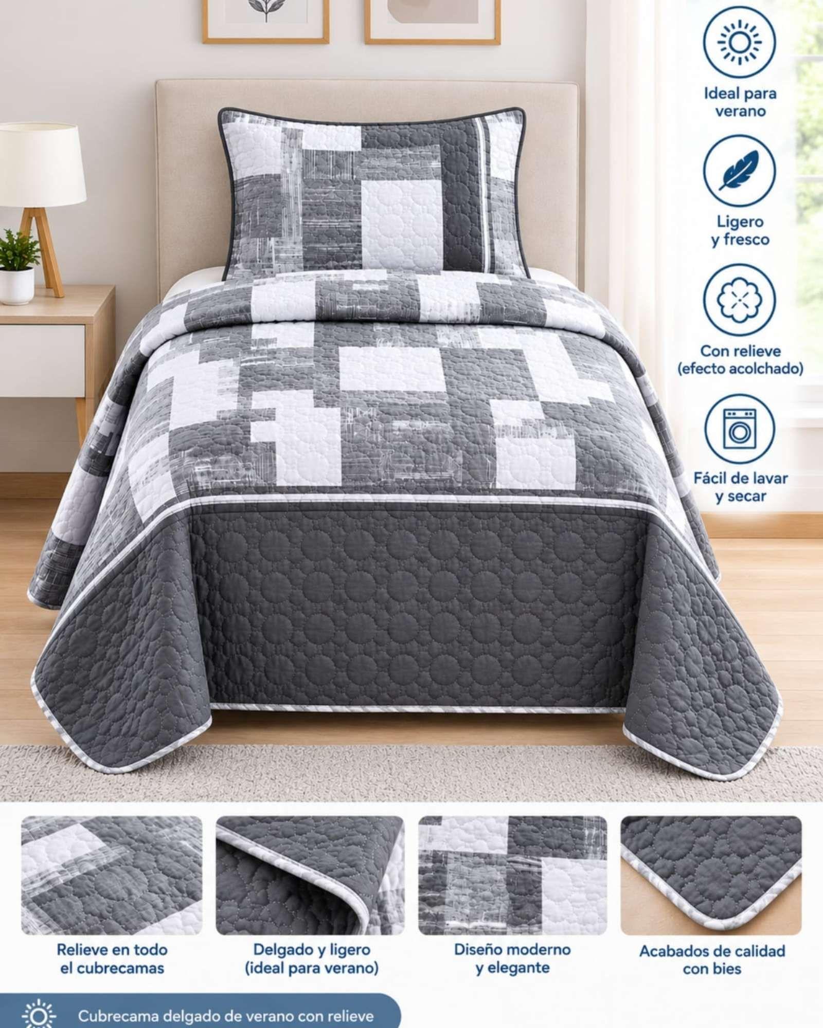 Cubrecamas De Verano Plaza Y Media Ultra Fresco Mas Almohada m19-4