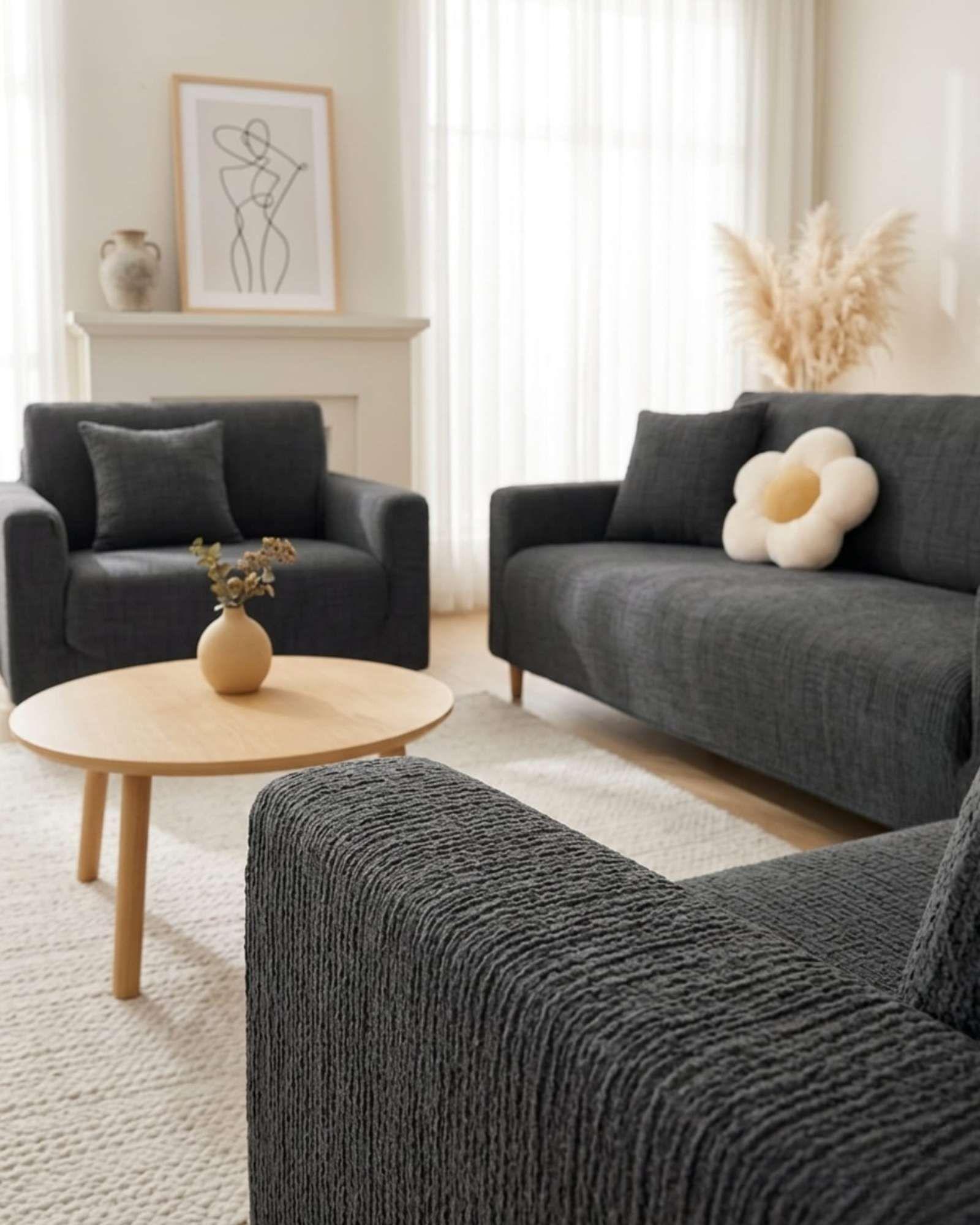 Set Cubre Sillón 3+1+1 Protector de Tela Reforzada - Lavable y Resistente 05-2