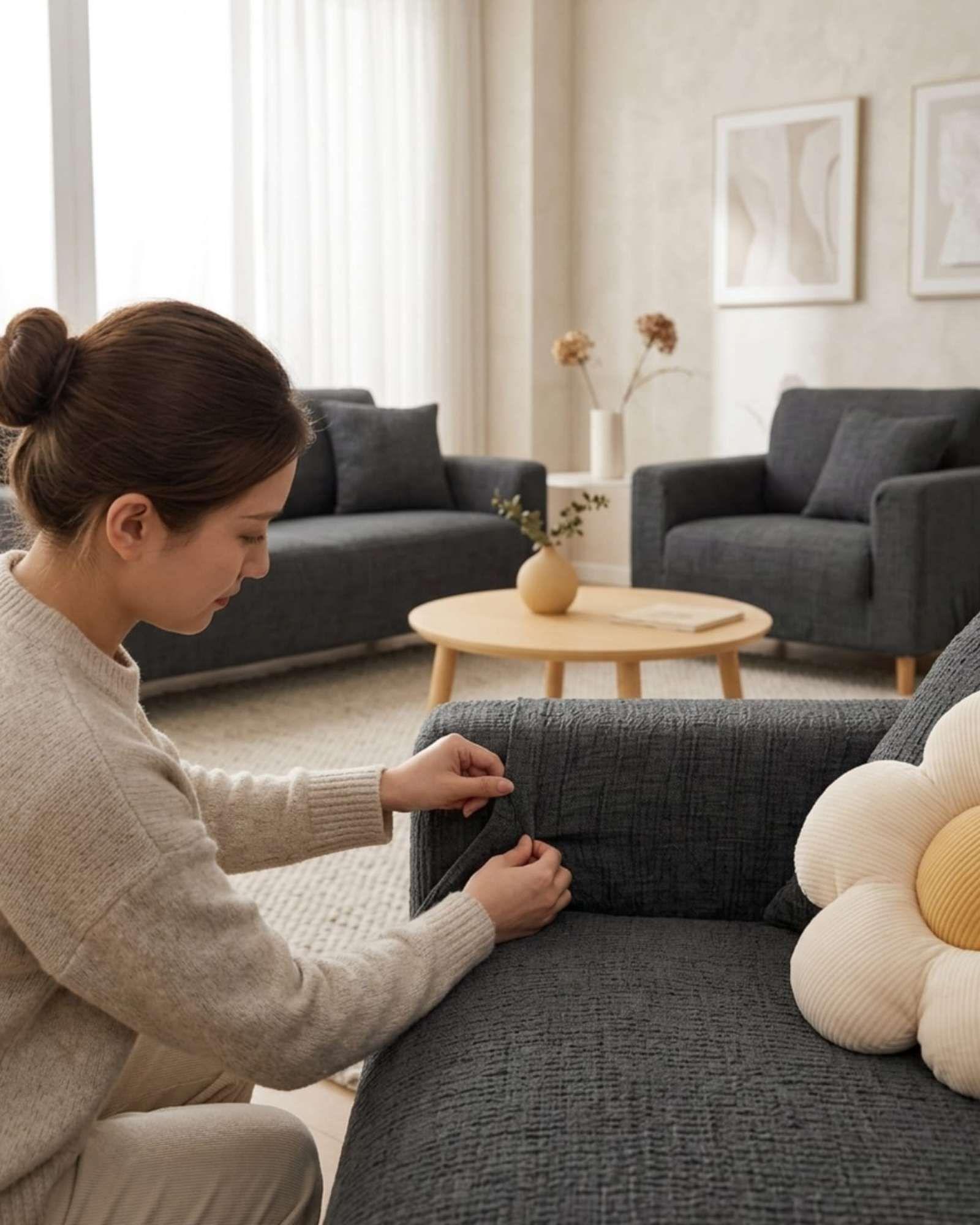 Set Cubre Sillón 3+1+1 Protector de Tela Reforzada - Lavable y Resistente 05-3