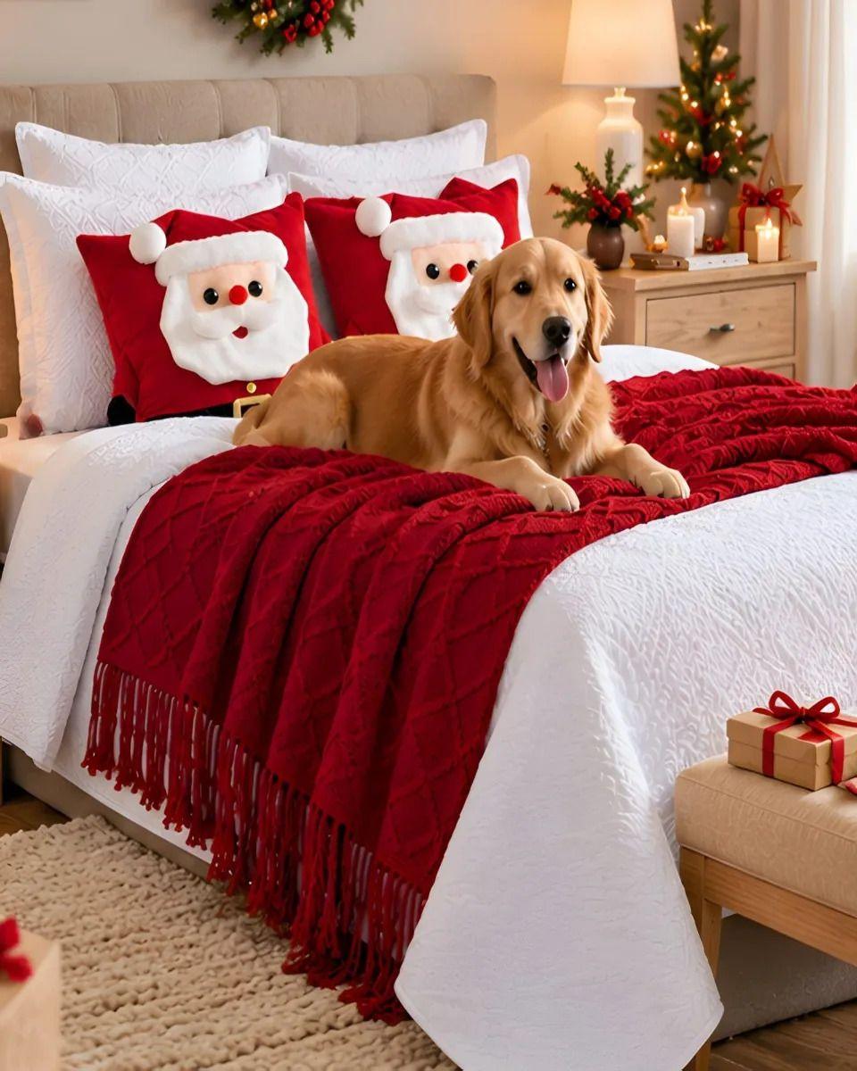 Set de Cama Navideño con Cubrecamas y 2 Fundas de Cojin King m3-5