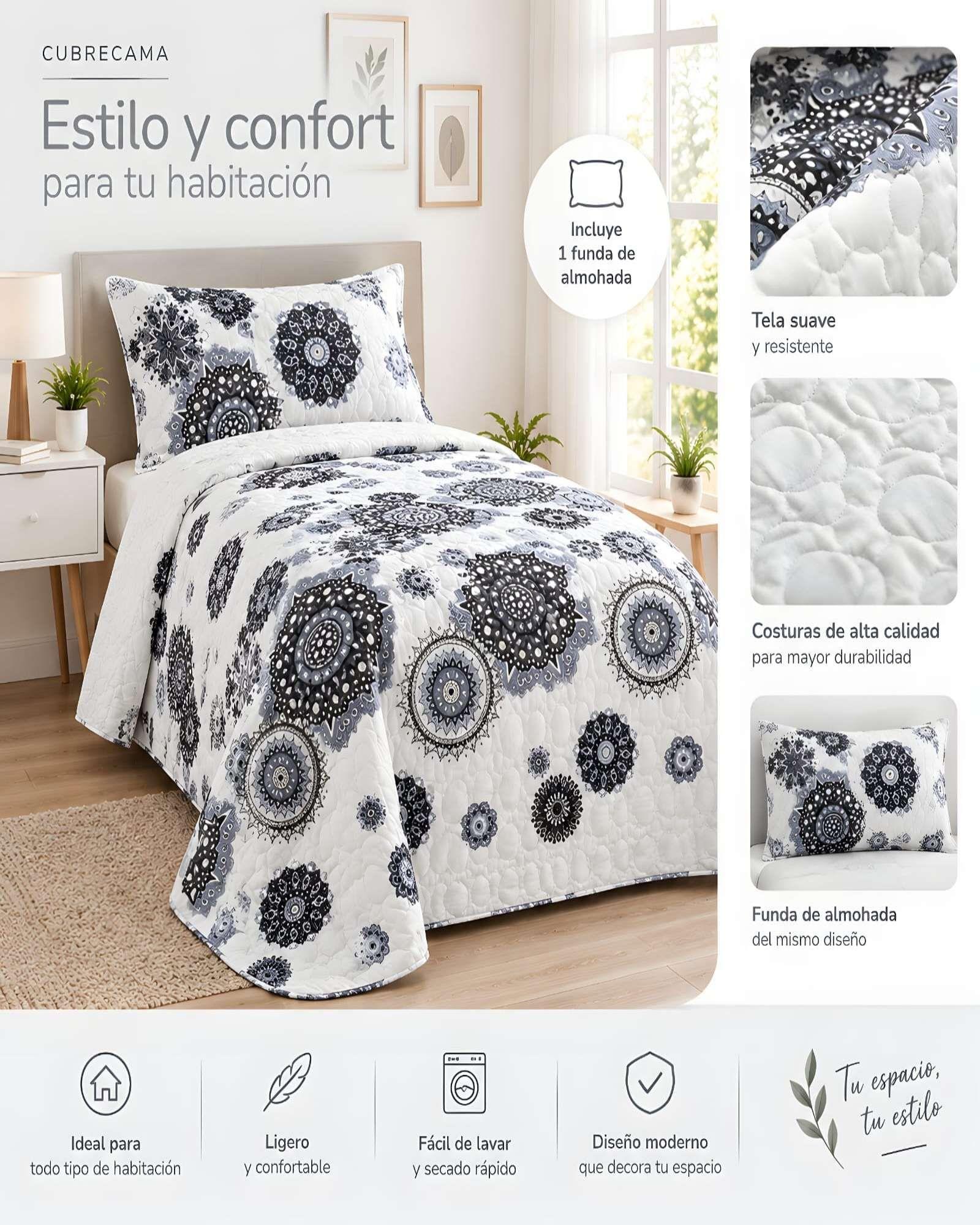 Cubrecamas Quilt De Verano Plaza Y Media Mas Almohada m2-4