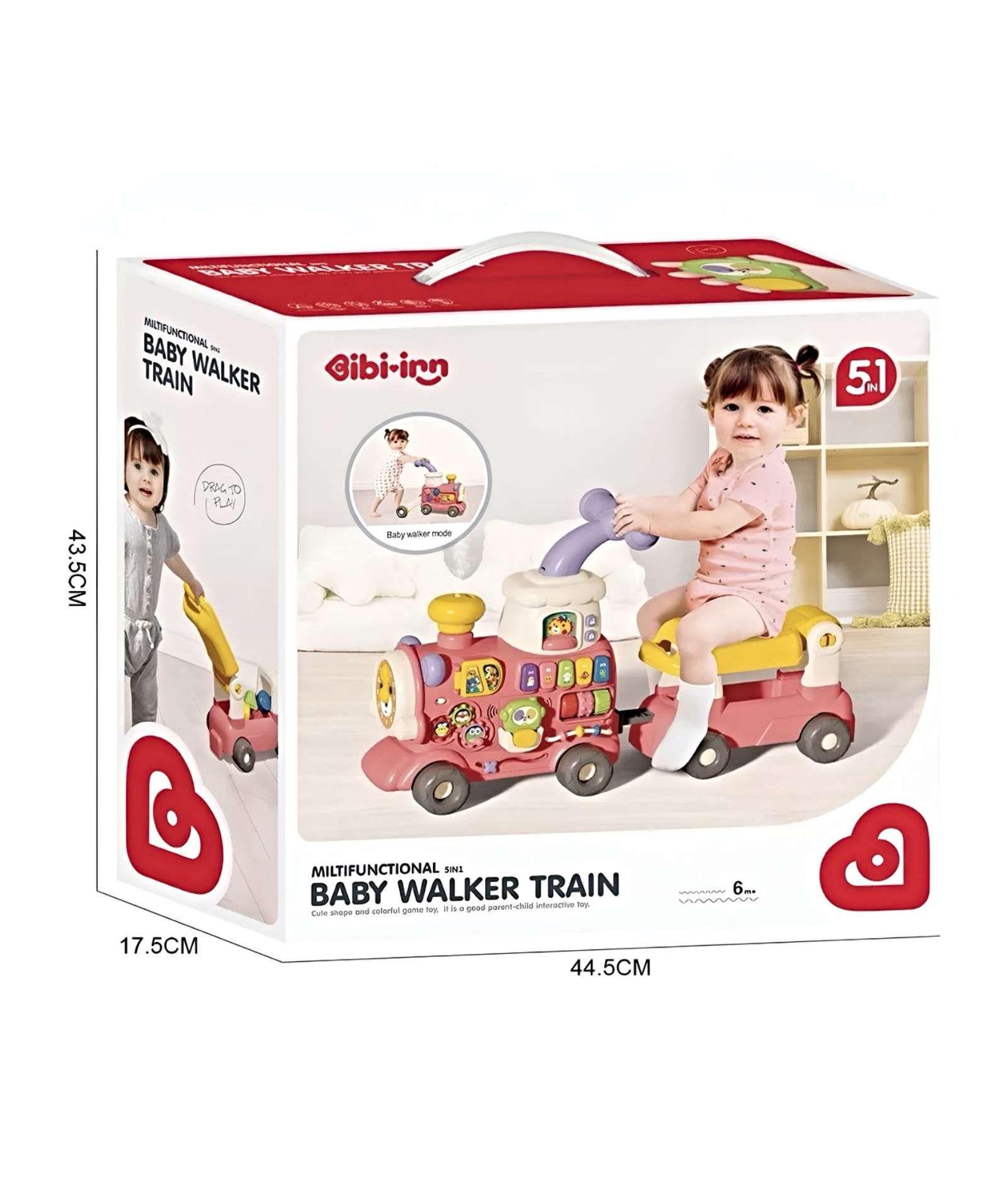 Correpasillo andador  trencito musical infantil 5 en 1 Rosa-4