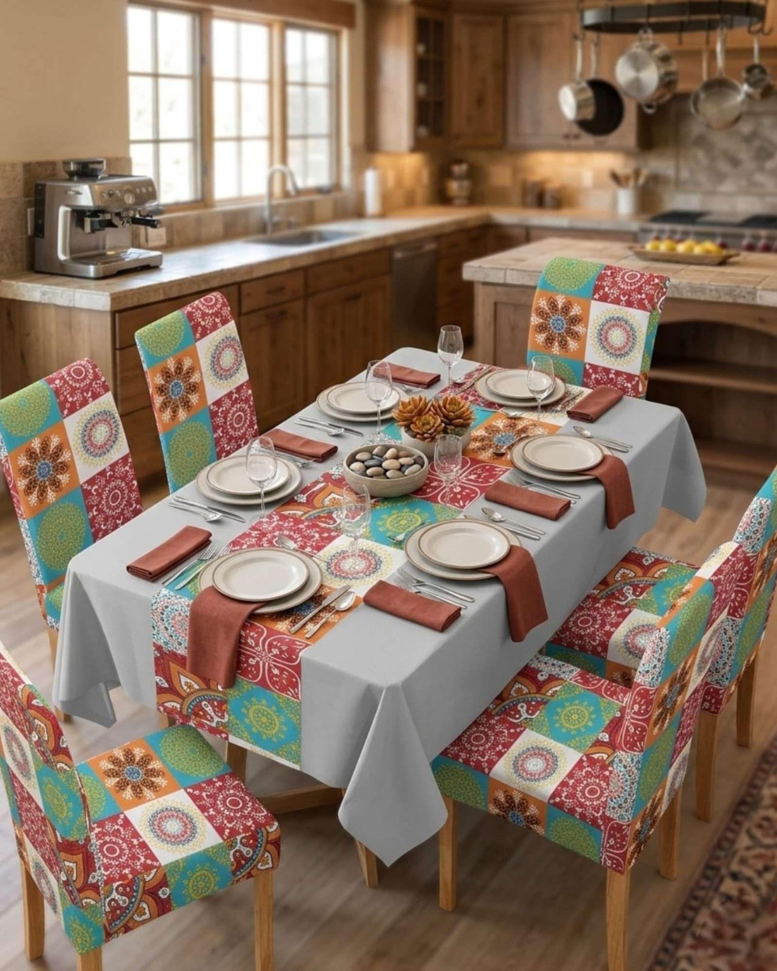 Juego De Mantel Antimanchas 140x220 + 6 Fundas De Silla 08-3